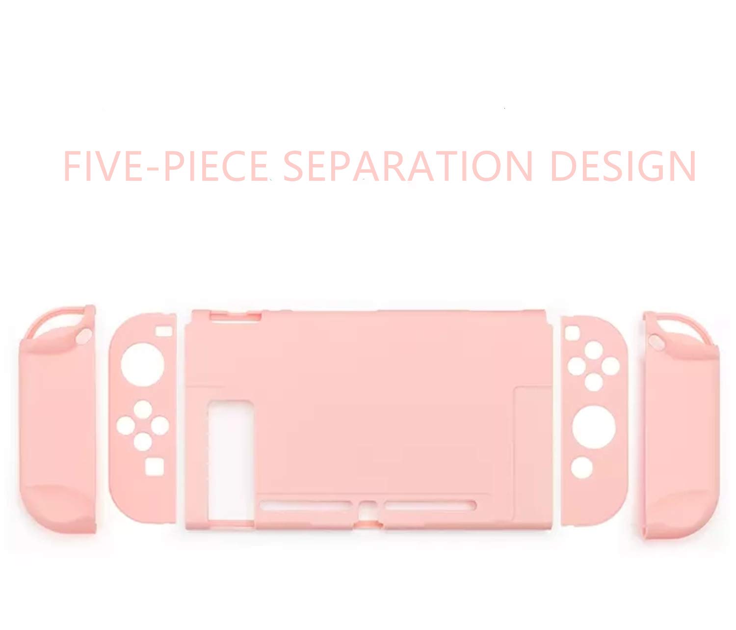 Pink Hard Shell Protective Case for Nintendo Switch & Joy-Con Controllers - Cute Sakura Design with 2 Flower Thumb Grips - Durable Cover for Gaming On-The-Go, Travel & Home Play