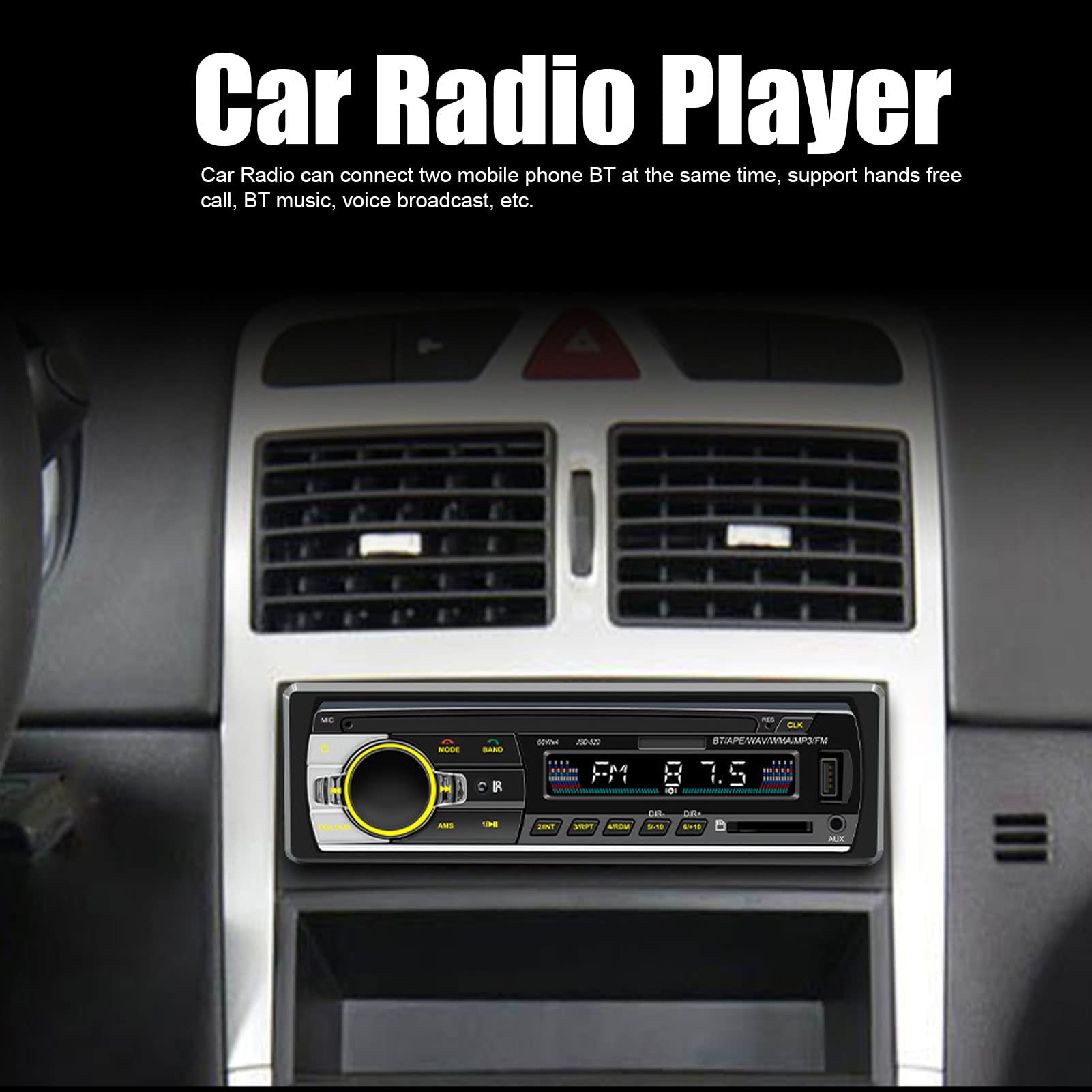 12V AI Car Stereo with 7-Color LED, Bluetooth & Voice Control - Hands-Free Music Streaming for Commuting & Road Trips