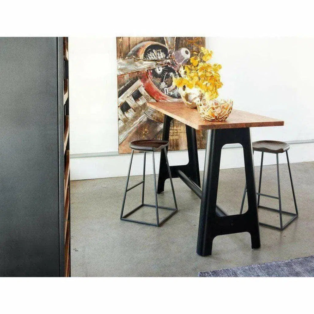 79 Inch Natural Wood Industrial Bar Table - Rustic Pub Counter Height Dining Table for Kitchen, Restaurant & Home Bar Decor