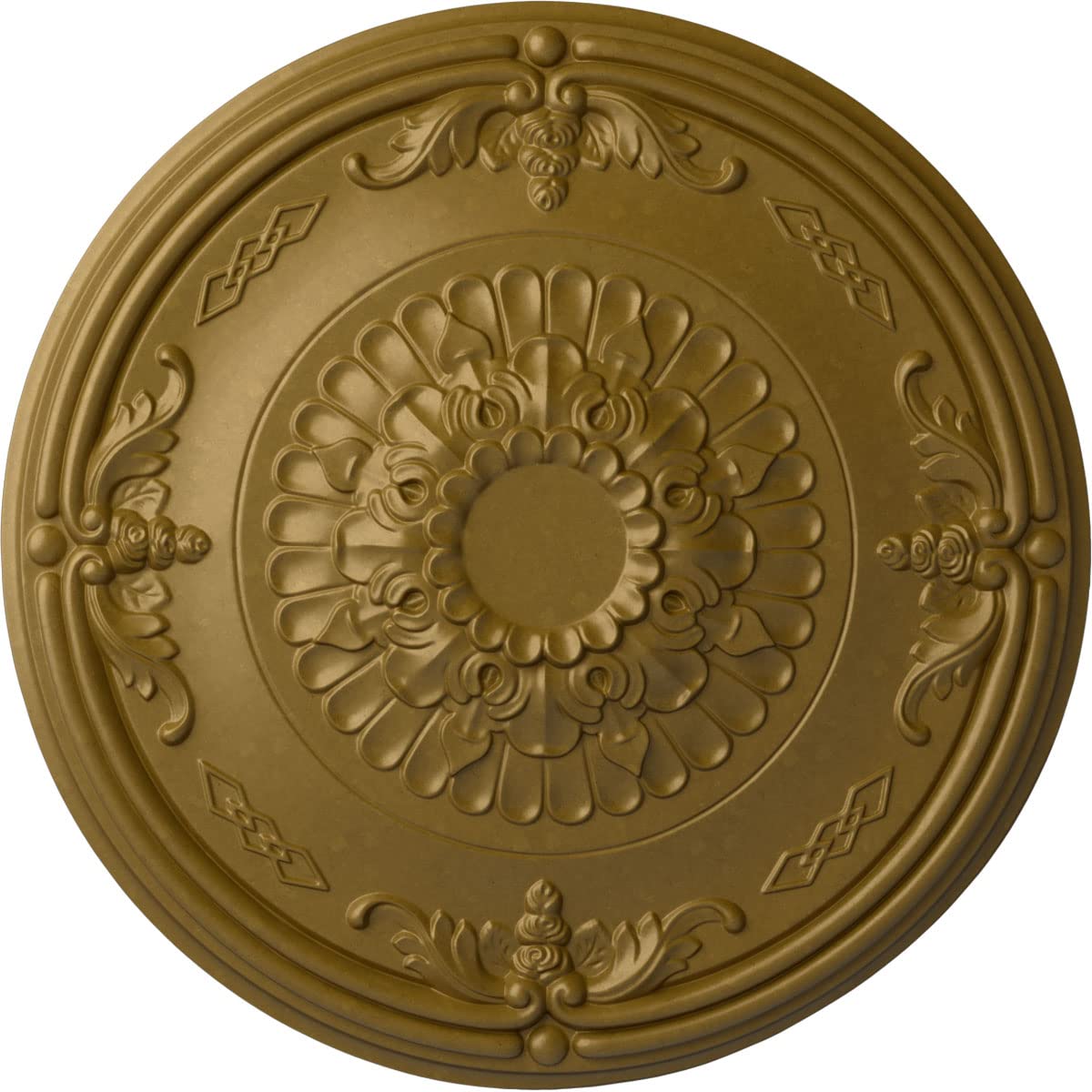 Ekena Millwork Athens Ceiling Medallion - Hand-Painted Gold Finish - Decorative Ceiling Accent for Dining Rooms, Living Rooms & Bedrooms