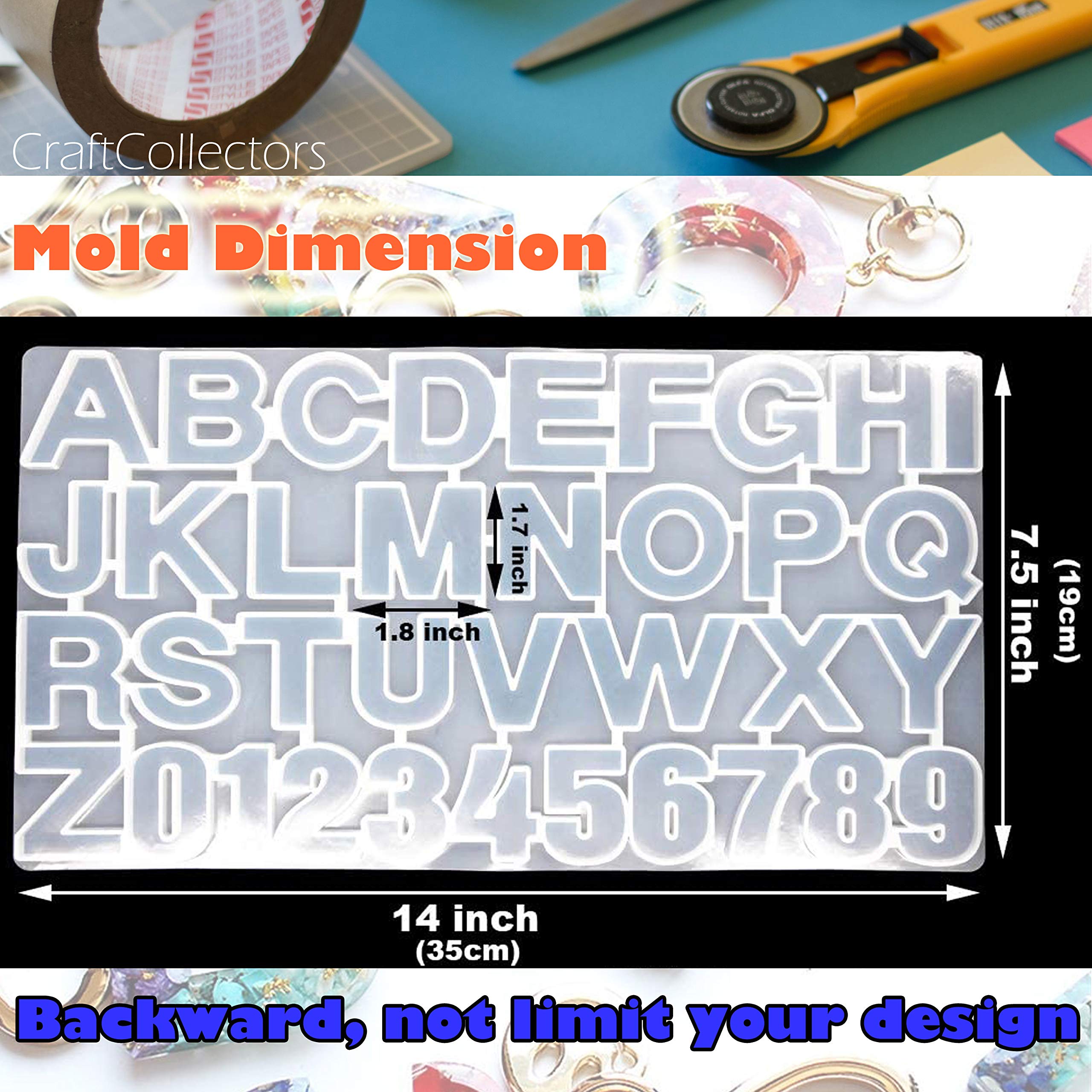 Premium Silicone Resin Molds for Epoxy Casting - DIY Alphabet, Number & Keychain Molds Kit - Reversible Letter Molds for Jewelry, Crafts & Home Decor Projects
