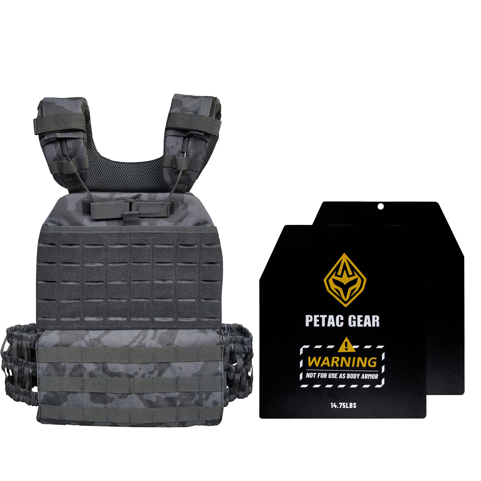 PETAC GEAR Weighted Vest with Removable Plates - 14.75 lbs Adjustable Weight Vest for Men & Women - Strength Training, CrossFit, Running & Home Workouts