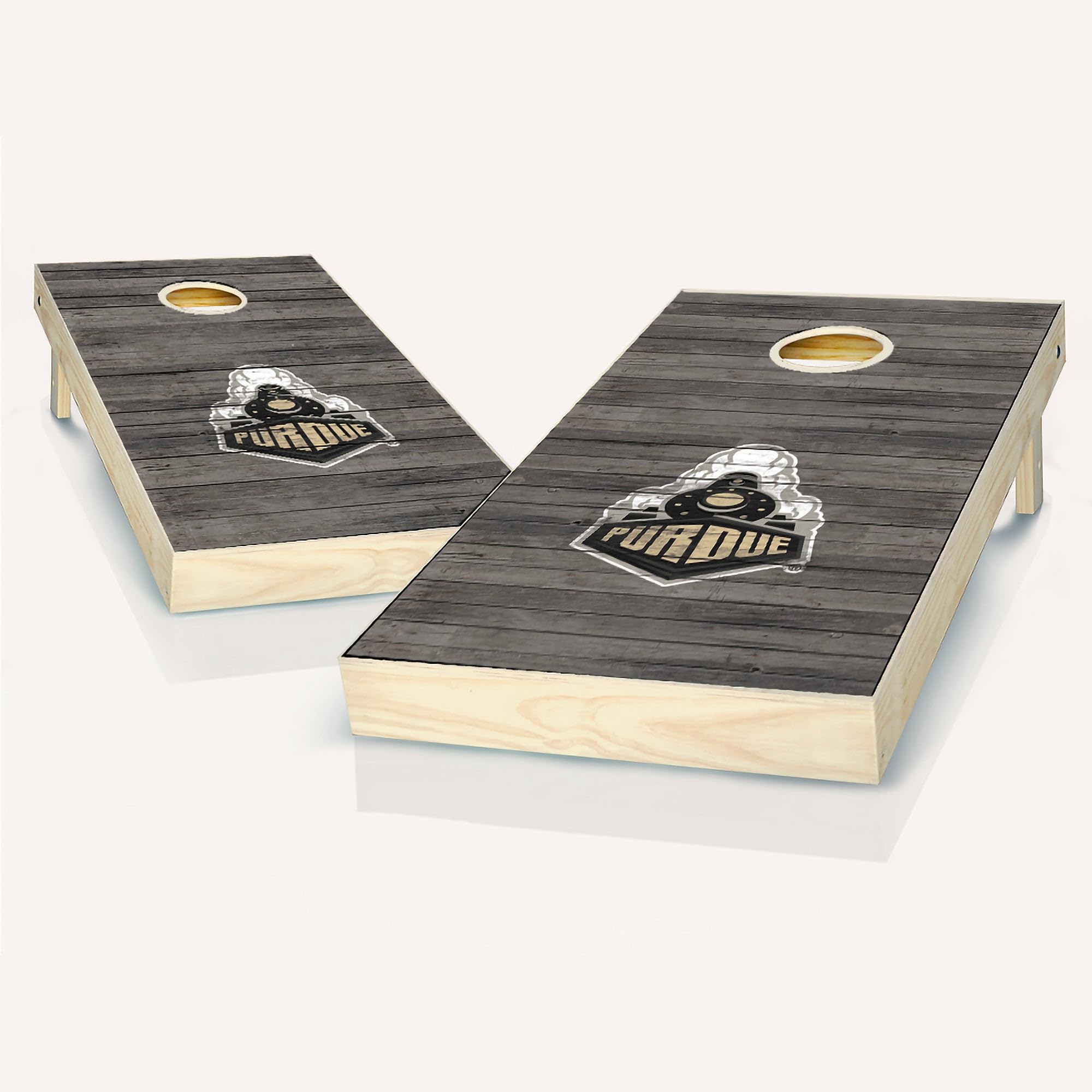 Purdue Themed Distressed Cornhole Board Set - Official Team Logo Design - Regulation Size Bean Bag Toss Game for Tailgating, Backyard Parties & College Events
