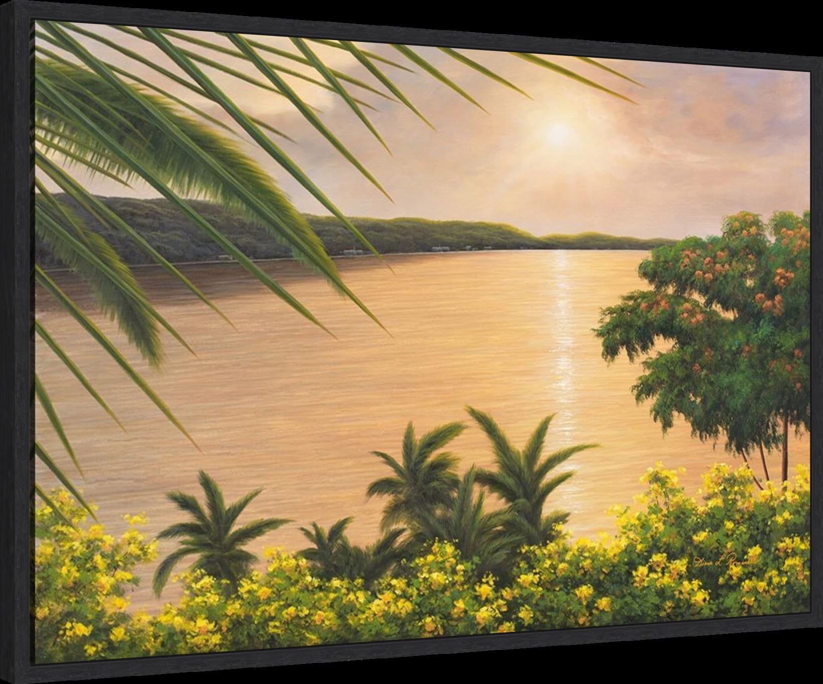 Amanti Art Framed Canvas Wall Art - 23x33 Wonder of the Tropics by Diane Romanello, Tropical Beach Painting, Modern Home Decor for Living Room, Bedroom & Bathroom | Perfect for Coastal, Boho & Vacation Themed Interiors