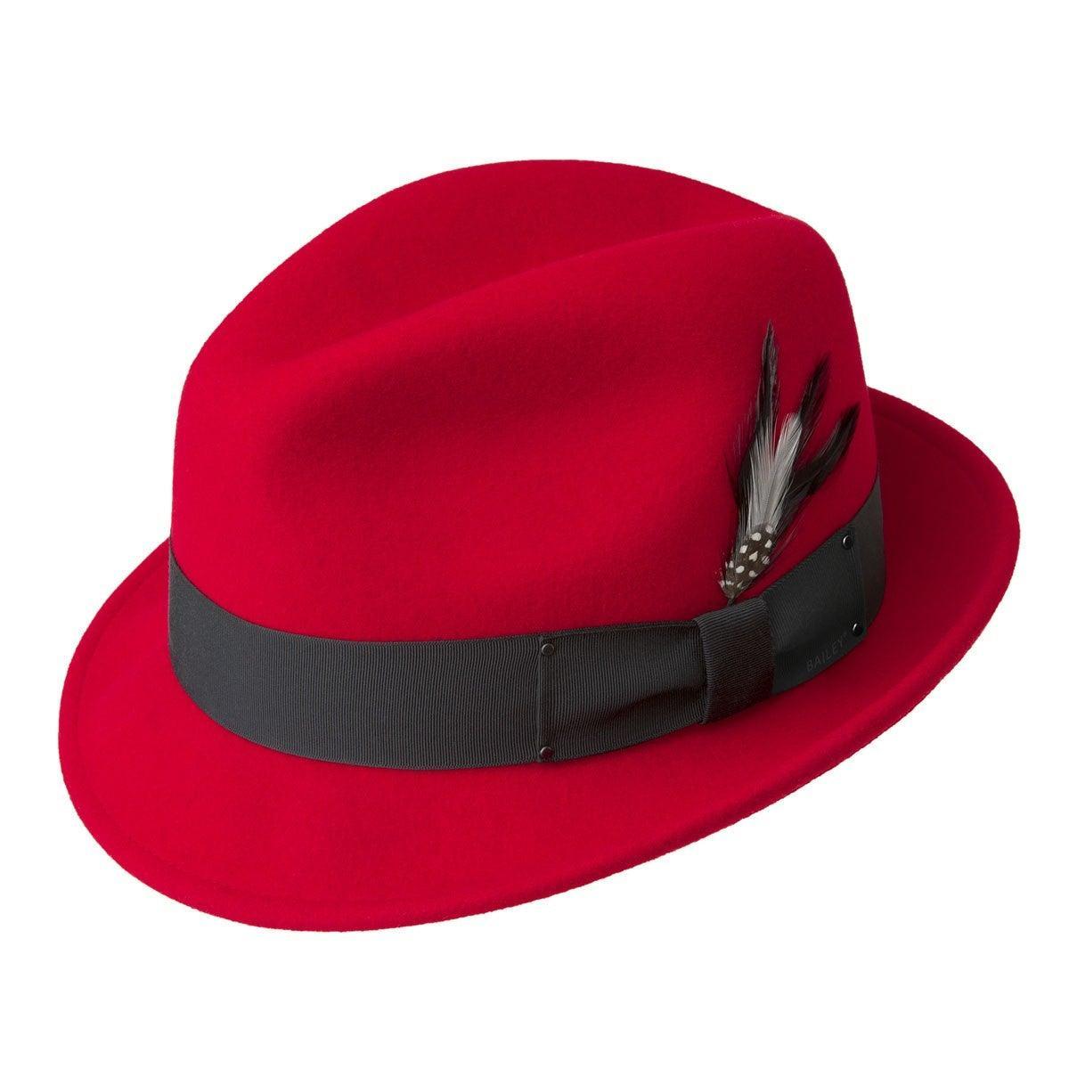 Stylish Men's Fedora Hat by Bailey of Hollywood - Classic Red Color for Casual Outfits & Special Occasions
