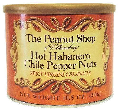 Spicy Hot Habanero Chile Pepper Nuts by The Peanut Shop of Williamsburg - 10.5oz Tin - Perfect for Snacking, Parties & Gifts