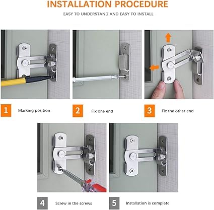 90 Degree Flip Barn Door Lock - Stainless Steel Sliding Door Latch with Hook Lock for Safety | Heavy Duty Gate & Cabinet Lock for Barn Doors, Wine Cellars, Closets & Antique Doors | Rustproof & Secure Home Security Solution