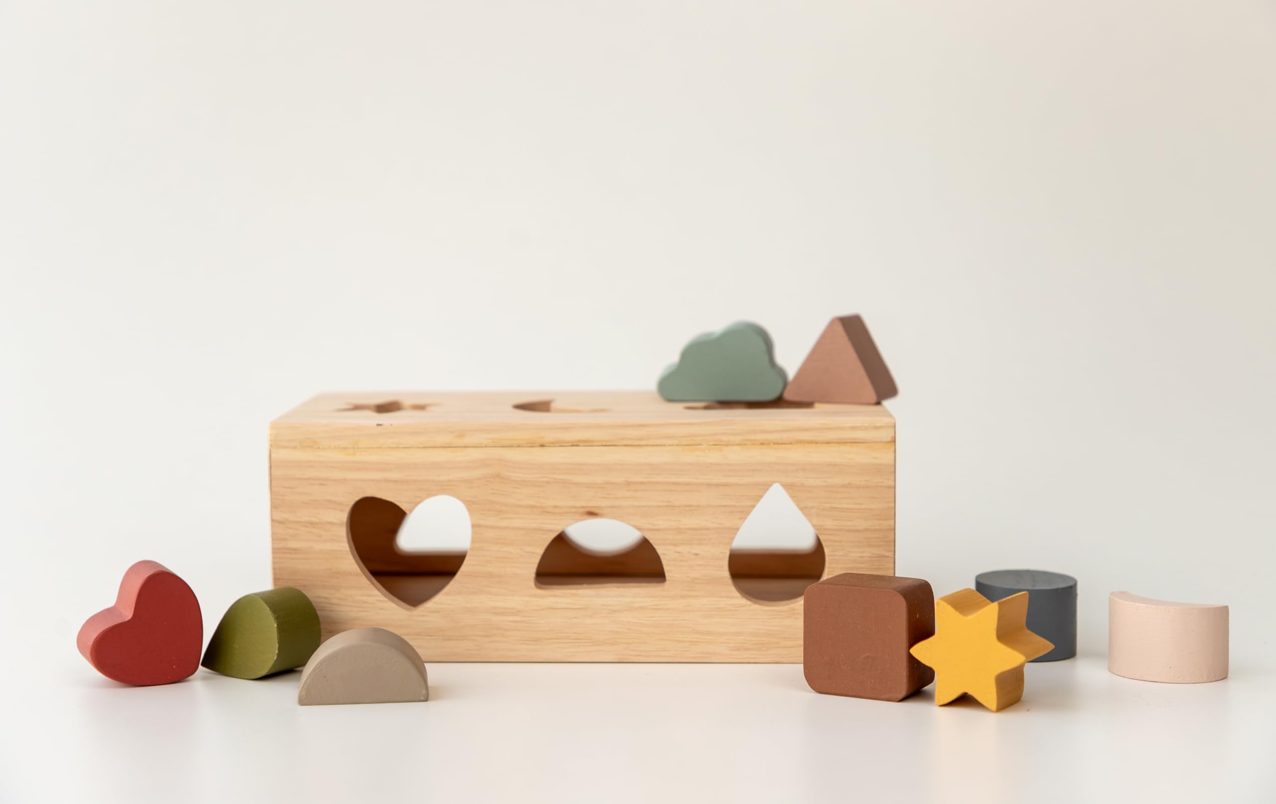 BIRCH & BUG Wooden Shape Sorting Puzzle Box - Montessori Learning Toy for Toddlers - Perfect for Early Childhood Education & Home Playtime