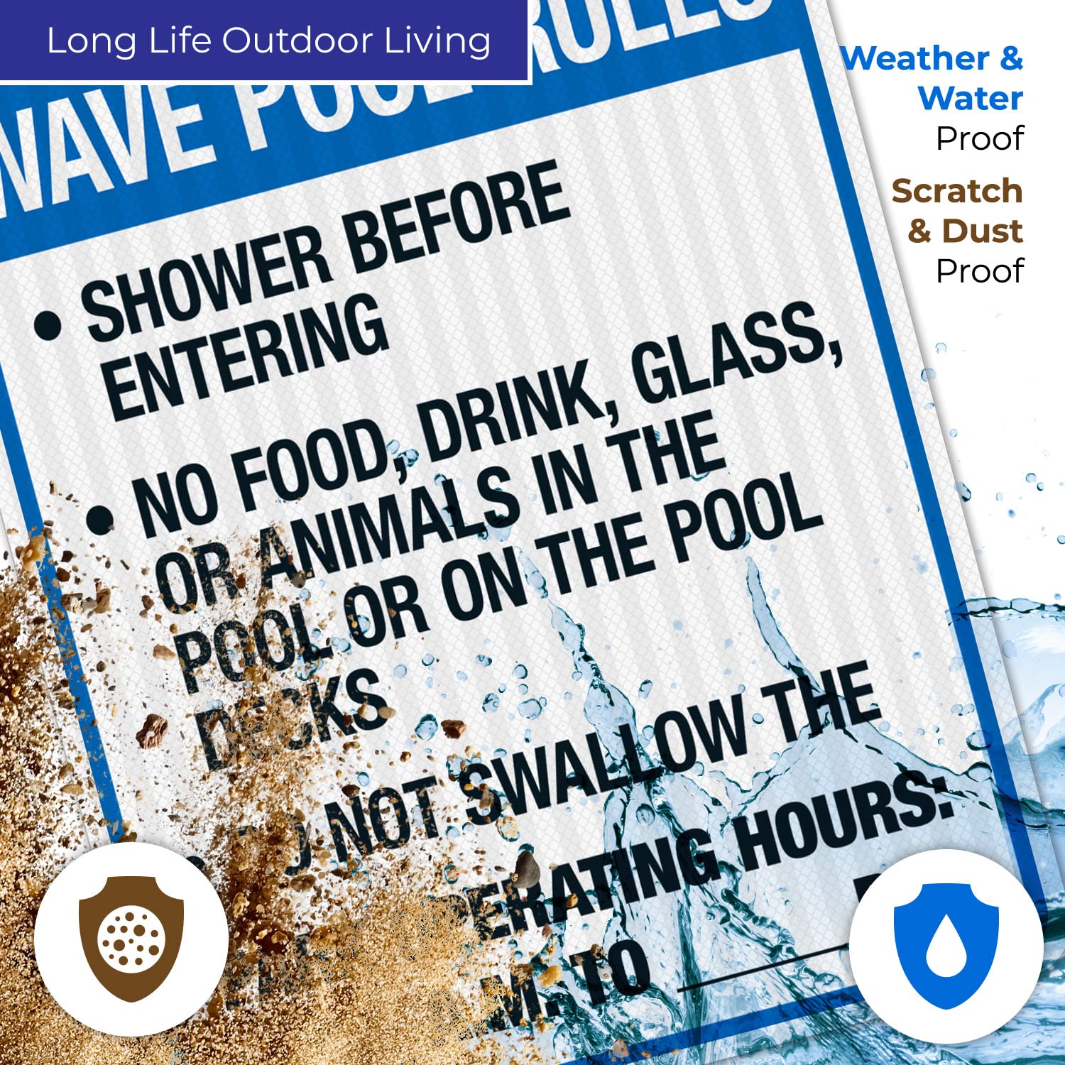 Florida Wave Pool Rules Sign - 24x30 Inches, 3M EGP Reflective .080 Aluminum, Complies with FL Pool Safety Code, Fade Resistant - Perfect for Water Parks, Public Pools & Beach Clubs (Made in USA)