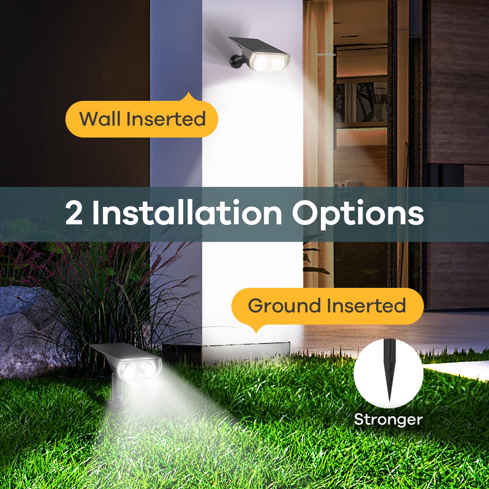 Linkind StarRay Solar Spot Lights Outdoor - 4 Pack IP67 Waterproof Landscape Lighting, 6500K Daylight Solar Powered Garden Lights with Dusk-to-Dawn Sensor | Perfect for Yard, Pathway, Deck & Patio Illumination