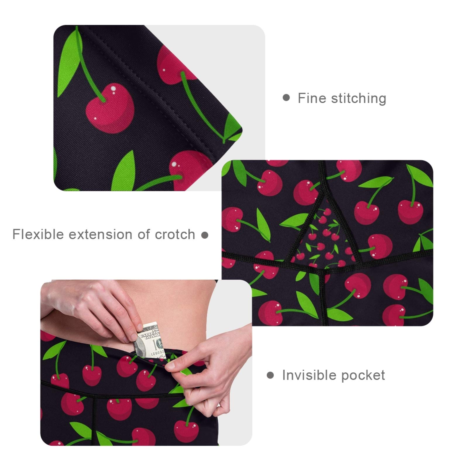 Red Cherries Yoga Pants - High Waist Tummy Control Leggings for Workout & Running