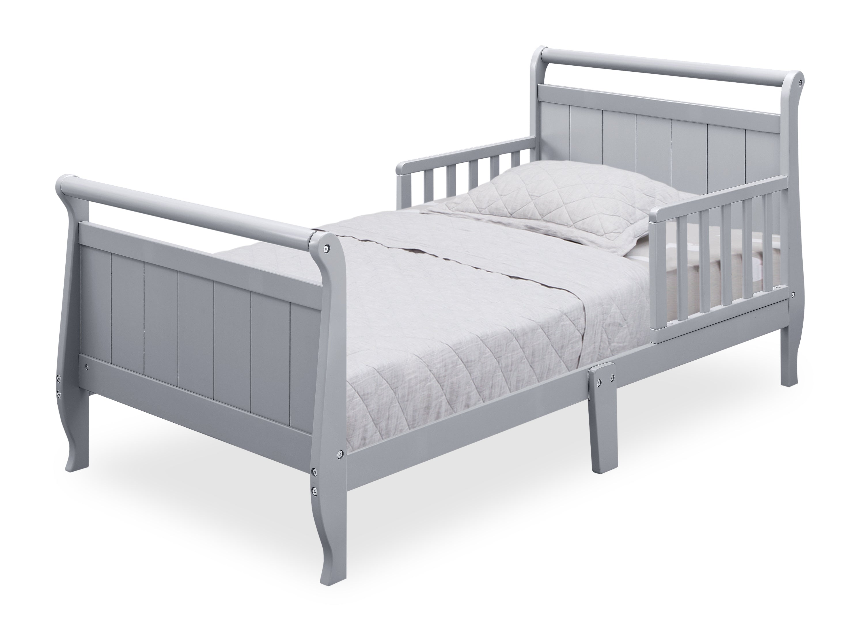 Wooden Sleigh Toddler Bed for Kids - Rustic Nursery Furniture for Boys & Girls - Perfect for Bedrooms, Daycare Centers, and Cozy Sleep Spaces