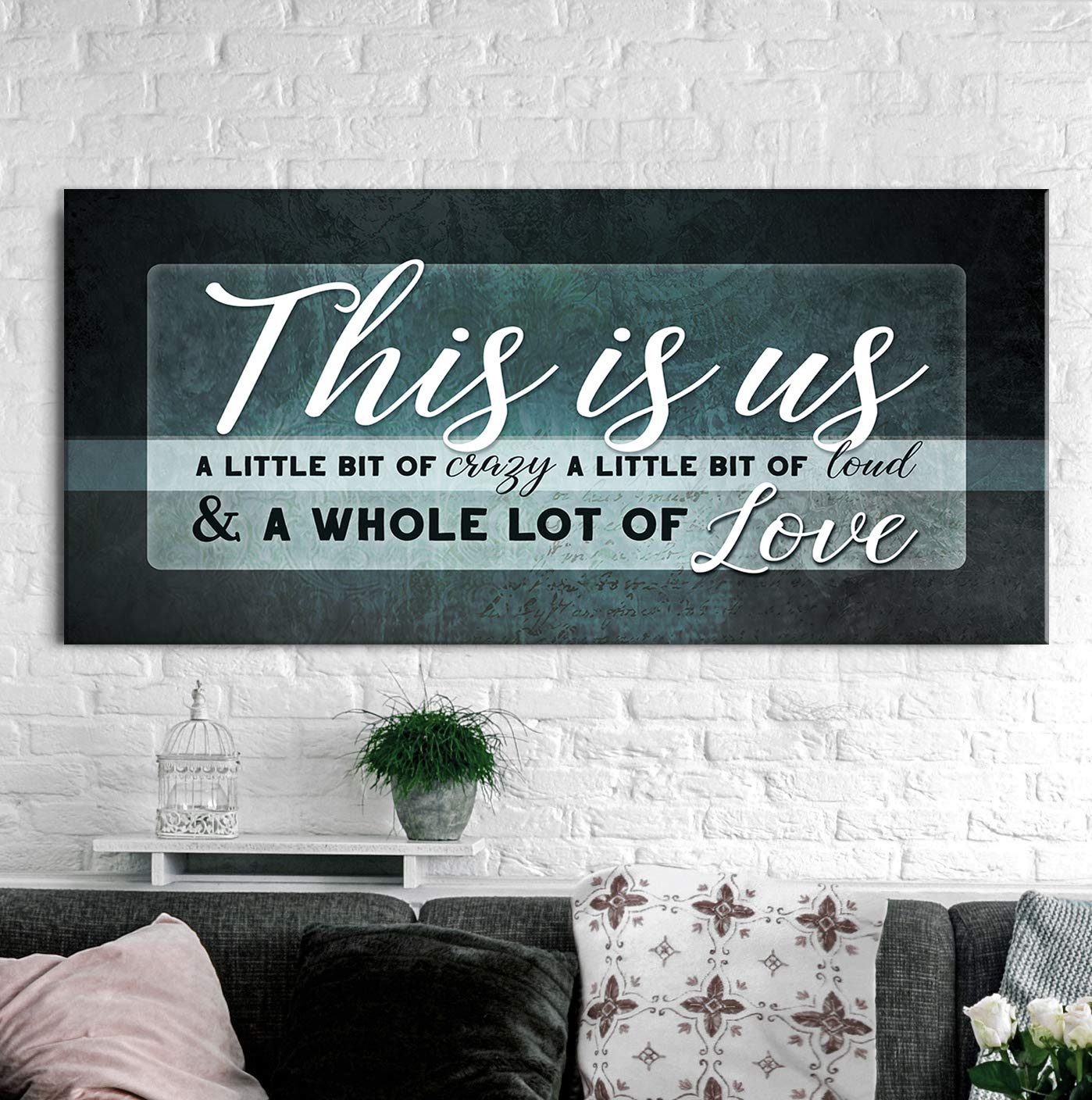 This Is Us Framed Wall Art - Large Canvas Farmhouse Decor for Living Room, Family Home & Housewarming Gifts (Green, 42x19) - Perfect for Rustic Home Decor & Cozy Living Spaces