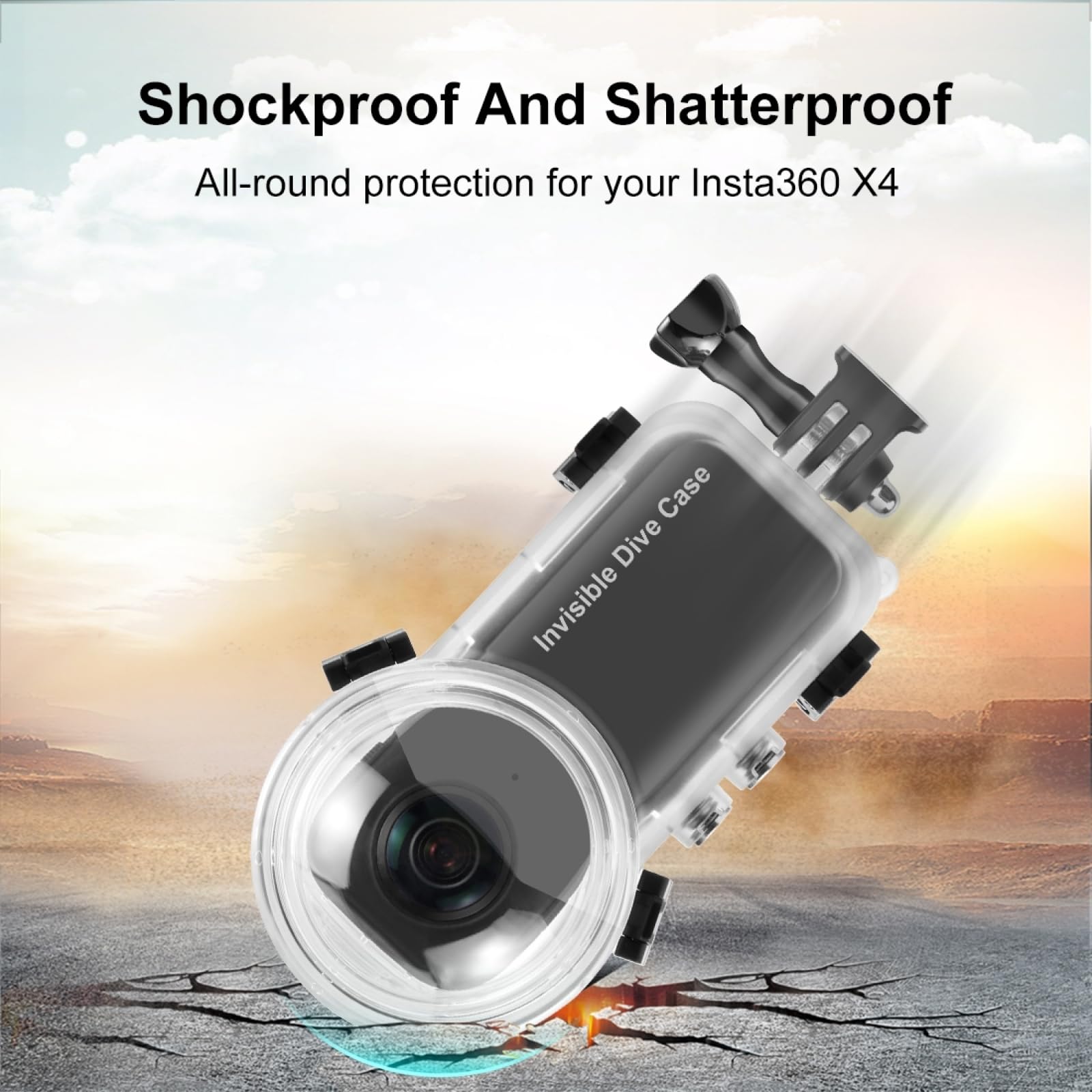 Insta360 X4 Dive Housing Case - 50M Waterproof Underwater Camera Housing for Insta360 X4 | Professional Scuba Diving, Snorkeling & Water Sports Photography Protection