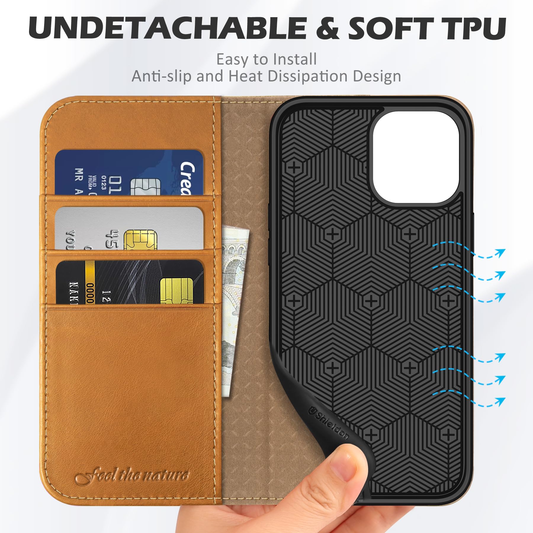 Premium SHIELDON Genuine Leather Wallet Case for iPhone 12 Pro Max (6.7