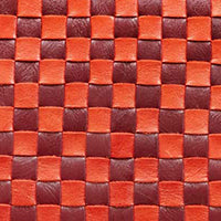 Petit Moyen Messenger Bag in Bright Poppy Bordeaux Woven Checker Pattern - Stylish Crossbody Purse for Women, Perfect for Work, Travel & Daily Use