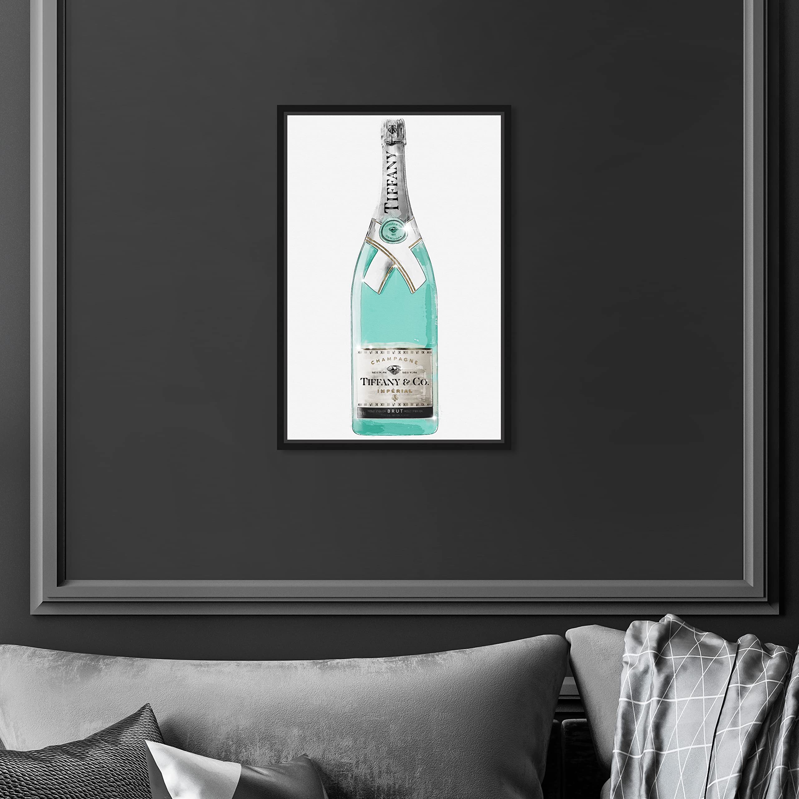 Oliver Gal Artist Co. 'Priceless Champagne' Framed Wall Art Canvas Print - 10x15 Inches, Elegant Home Decor for Living Room, Bar & Dining Room - Perfect Gift for Wine & Champagne Lovers
