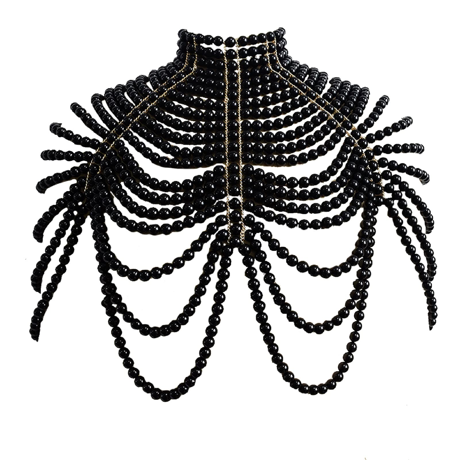 CCbodily Pearl Body Chain Bra - Elegant Shoulder Necklace & Bra Chain Jewelry for Women, Perfect for Beach Parties, Music Festivals, and Boudoir Photography