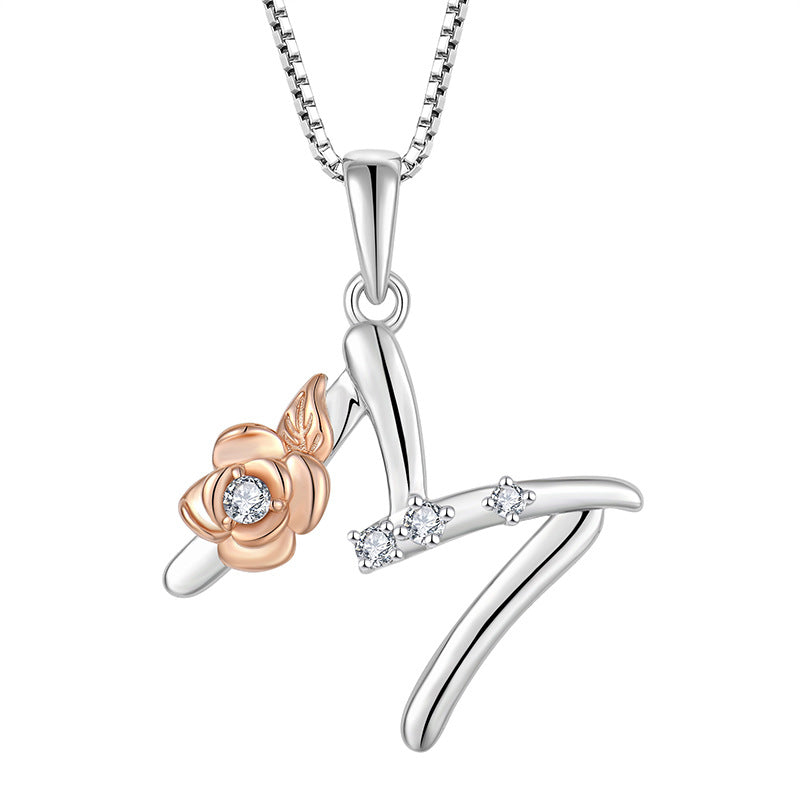 925 Sterling Silver Necklace for Women - Personalized Initial Pendant with Zircon - Elegant Collarbone Chain Jewelry Gift for Her - Perfect for Birthdays, Anniversaries and Special Occasions