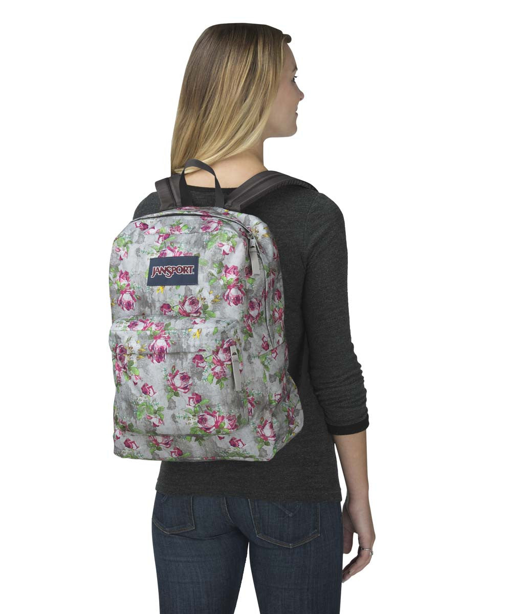 JANSPORT Superbreak Backpack - Lightweight Durable School & Travel Backpack with Multi Concrete Floral Design | Perfect for College, Work & Everyday Use