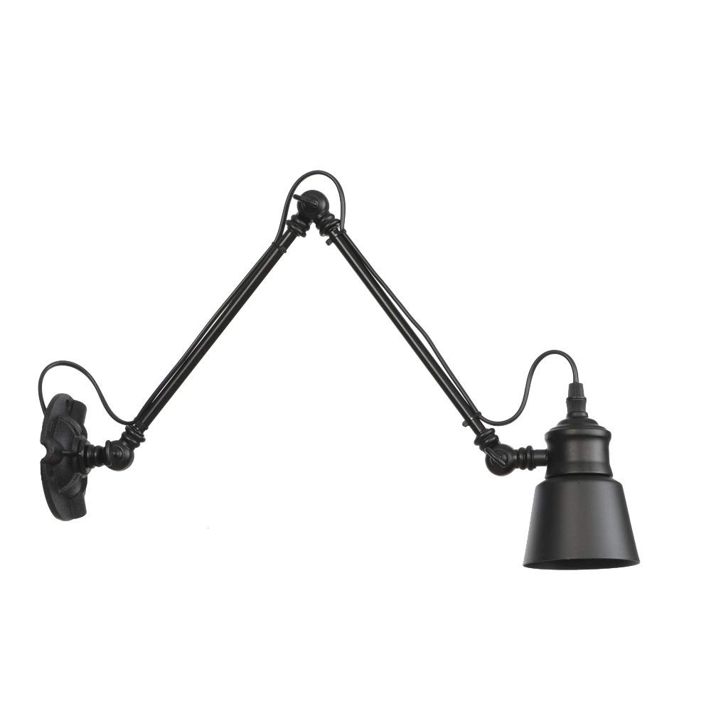 Vintage Industrial Wall Sconce - KUXY Antique Swing Arm Wall Lamp with E27 Base, Iron Metal Finish for Bedroom, Living Room & Home Office Decor | Perfect for Reading Nook, Bedside Lighting & Loft Style Spaces