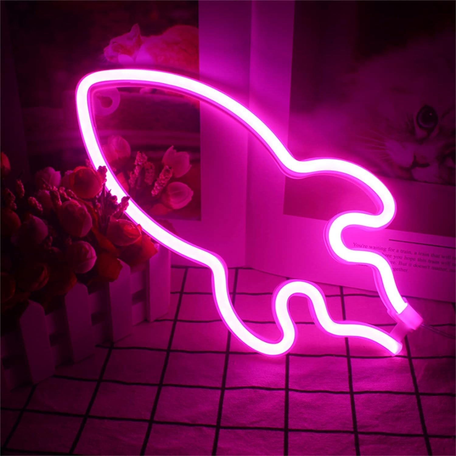 USB/Battery Powered LED Neon Table Lamp - 29X14cm Dimmable Light for Bedroom, Home, Party & Wedding Decor - Perfect Christmas Gift for Teens & Adults