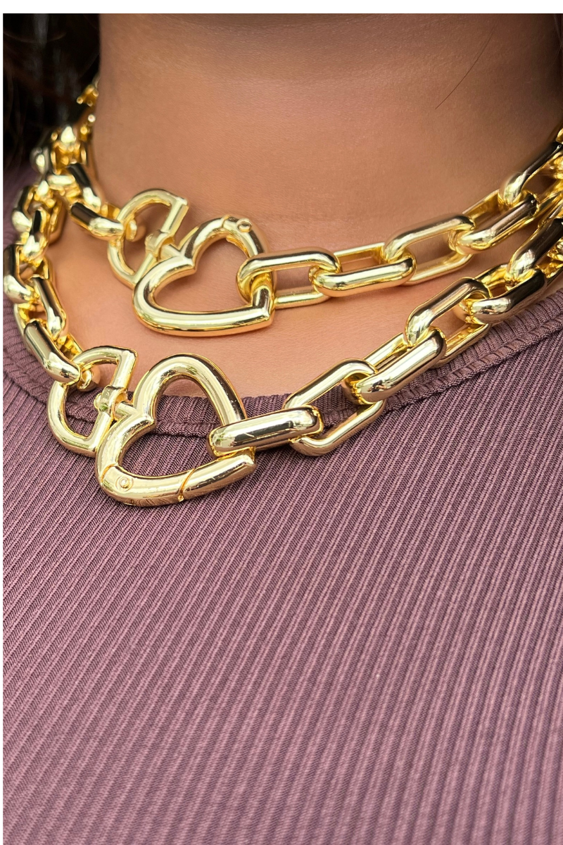 Lover Girl Link Necklace - Romantic Heart Chain Jewelry for Women, Couple Gift for Anniversary & Valentine's Day | Perfect for Date Night & Special Occasions