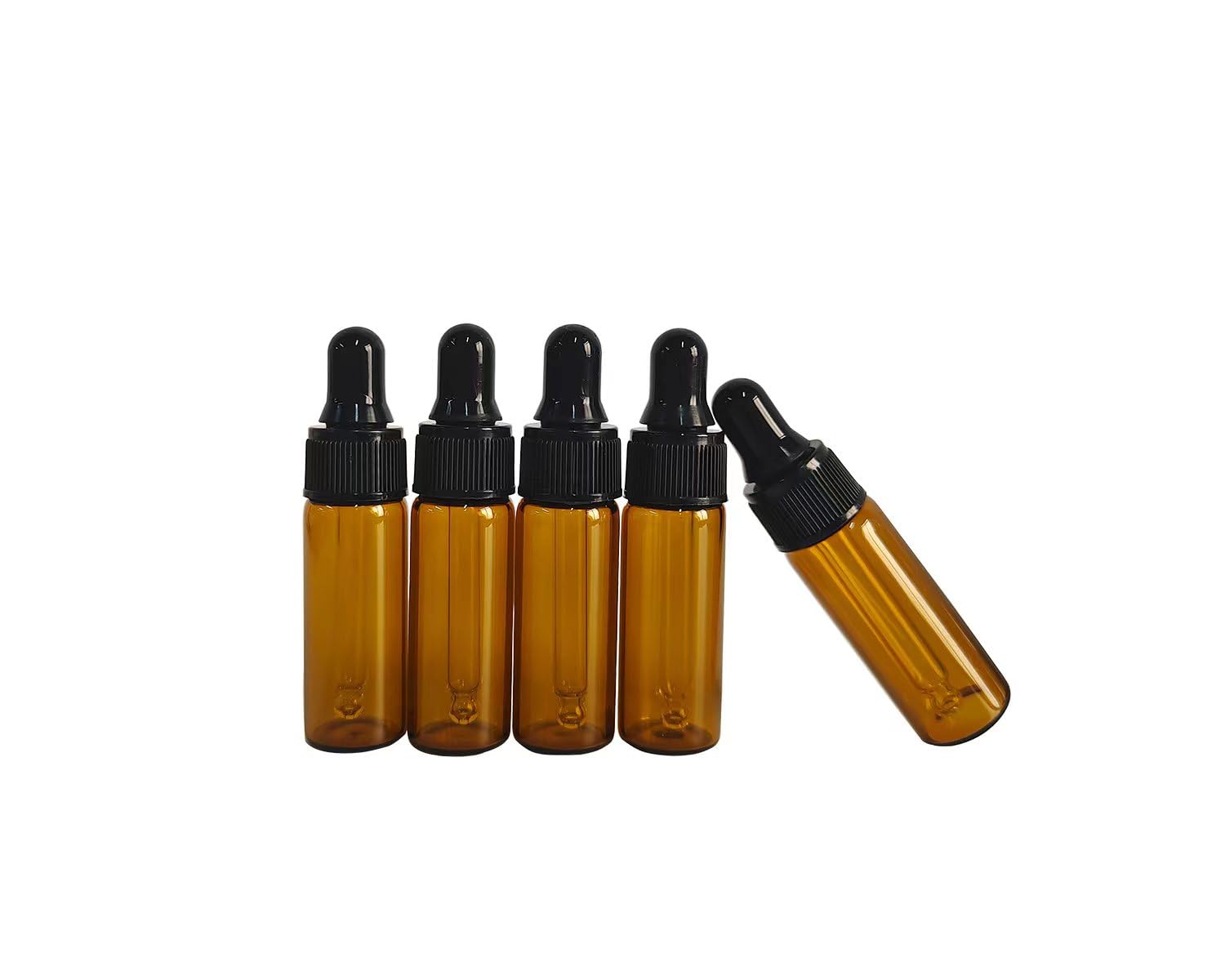 50 Pcs 5ml Amber Glass Dropper Bottles - Essential Oil Containers, Travel-Sized Perfume & Cosmetic Liquid Bottles - Perfect for DIY Aromatherapy, Sample Storage & On-The-Go Use