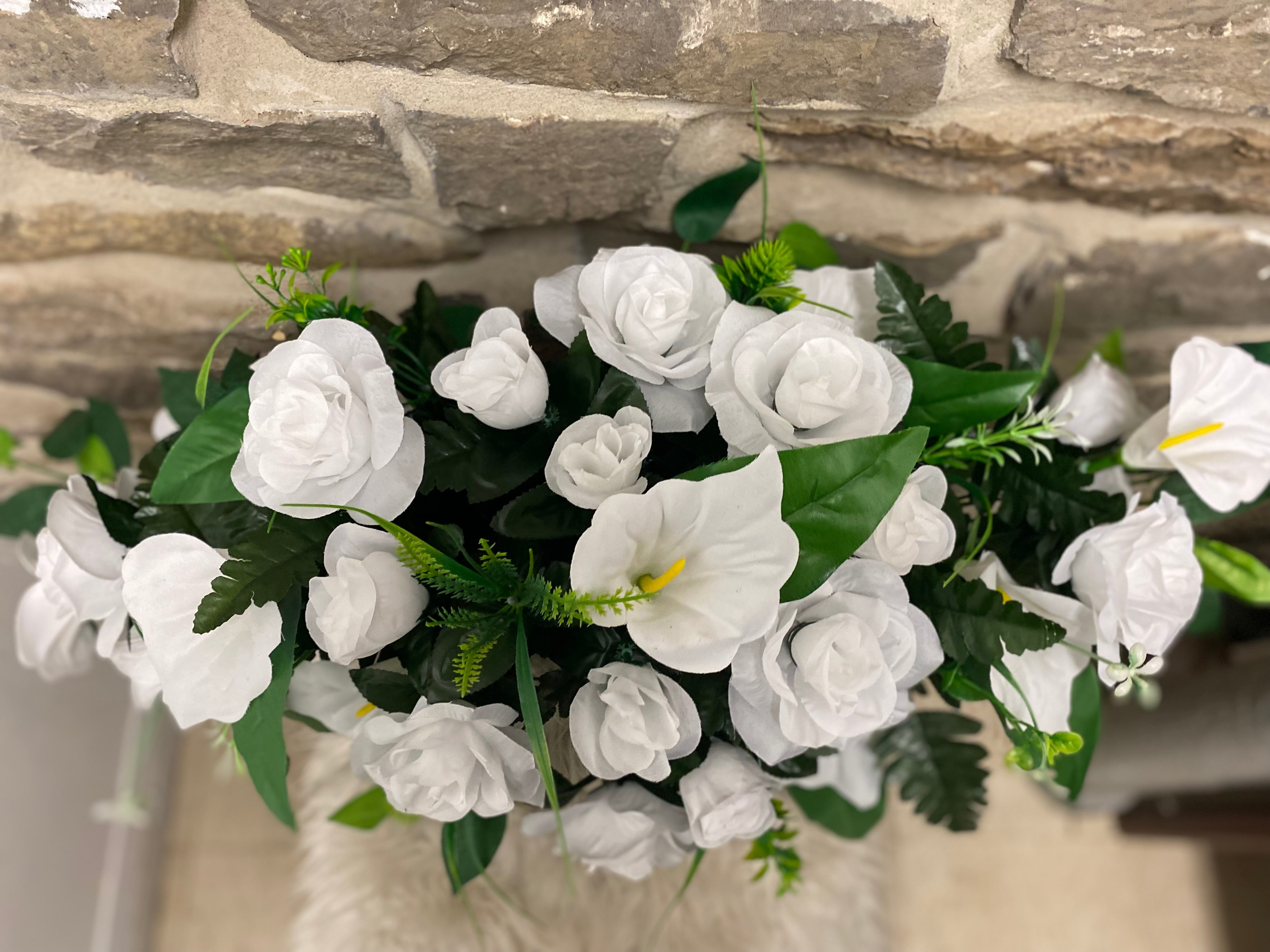 White Grave Stone Saddle - Premium Memorial Headstone for Cemetery - Perfect for Outdoor Gravesite Markers and Memorial Gardens