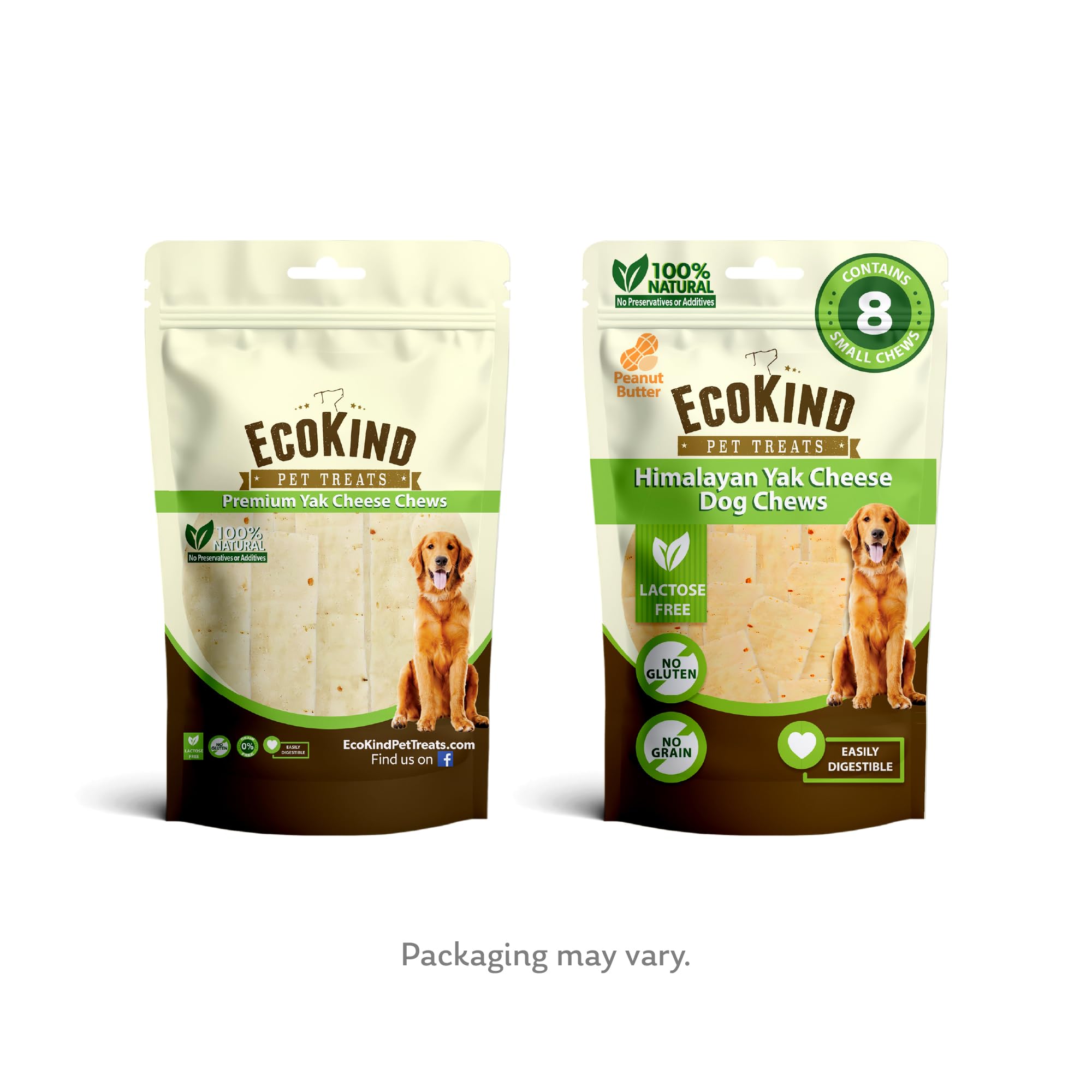 **EcoKind Premium Gold Yak Cheese Himalayan Dog Chews – All-Natural, High-Protein Healthy Dog Treats for Small Dogs, Peanut Butter Flavor (8 Chews) – Perfect for Training, Teething & Dental Health**