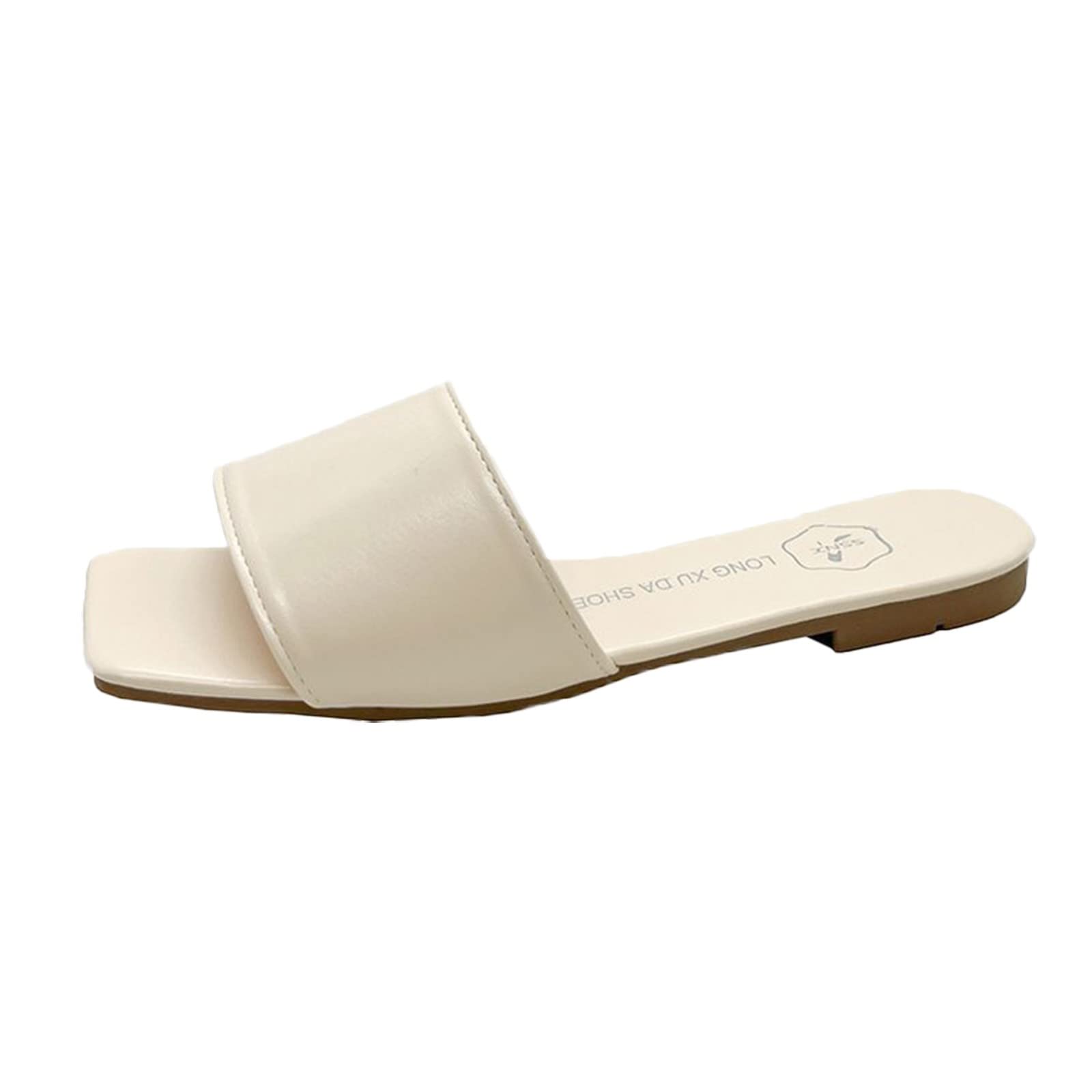 YUHAOTIN Women's Arch Support Sandals - Summer Fashion Flat Slippers with Rhinestones & Square Toe | Comfortable Dress Sandals for Outdoor Wear, Beach, and Casual Occasions
