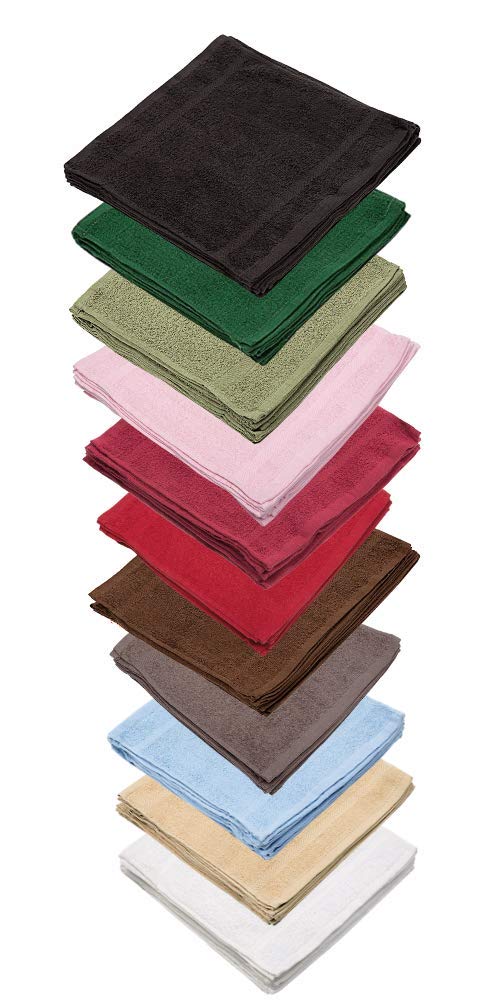 12 Pack Black 100% Soft Cotton Face Towel Set - 16 Single Ring Spun Washcloths (12x12 Inch) | Ultra Absorbent & Durable for Home, Spa, Gym, Hotel Use | Perfect for Skincare, Makeup Removal & Bathing