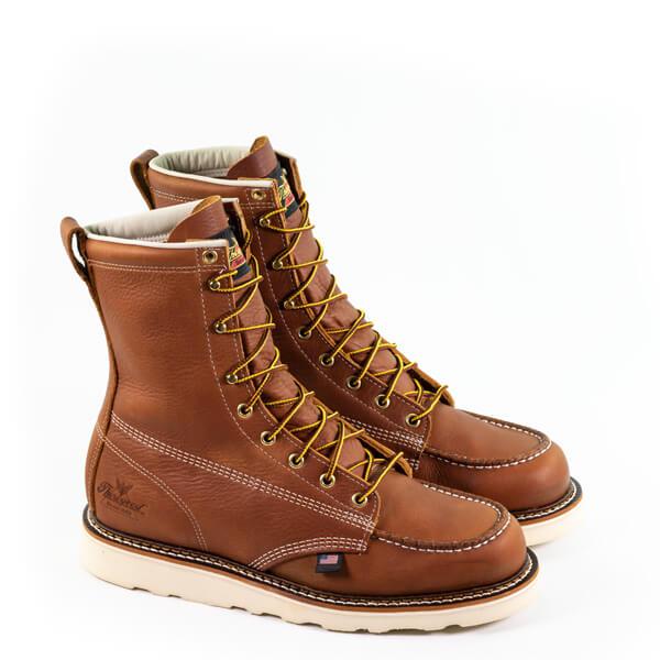 American Heritage Tobacco Moc Toe MAXwear Wedge Soft Toe Work Boots - Durable Comfort for Construction, Farming & Outdoor Work