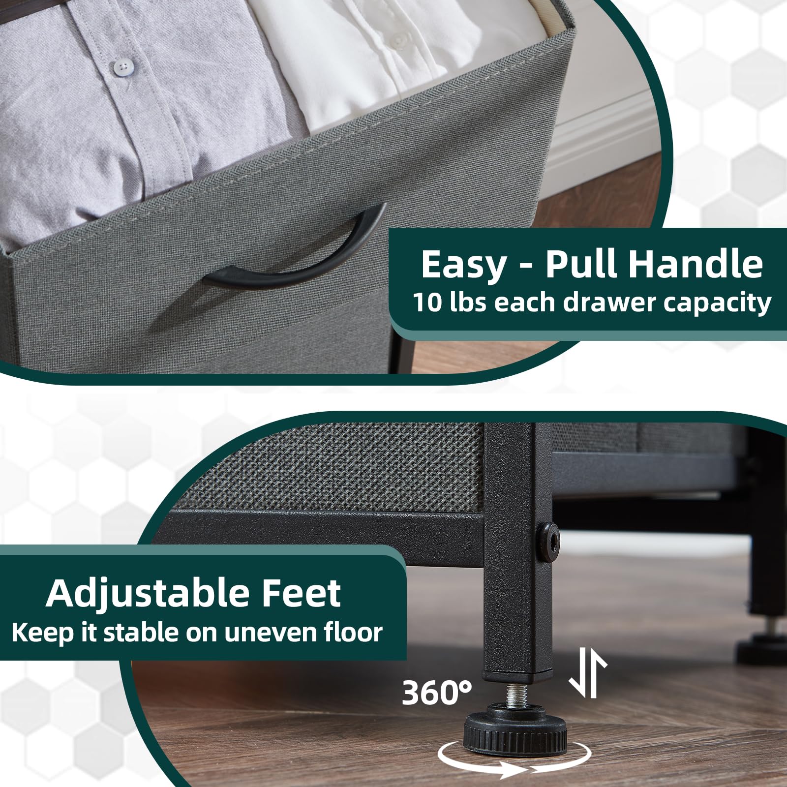 6-Drawer Dresser for Bedroom - 3-Tier Wide Storage Chest with Removable Fabric Bins | Organizer for Closet, Nursery, Living Room & Entryway | Charcoal Grey Dresser for Home & Office Organization