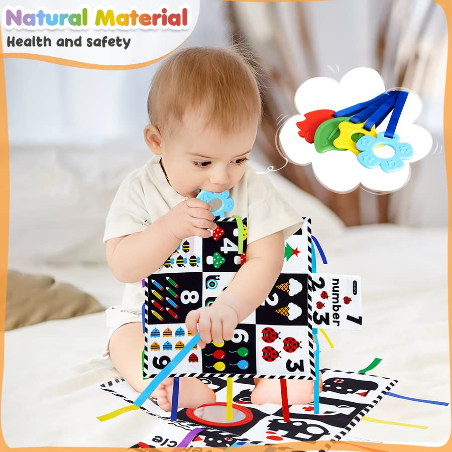 Beiens Baby Sensory Toys 0-18M - Crinkle Mirror & Play Mats Gift Set for Tummy Time