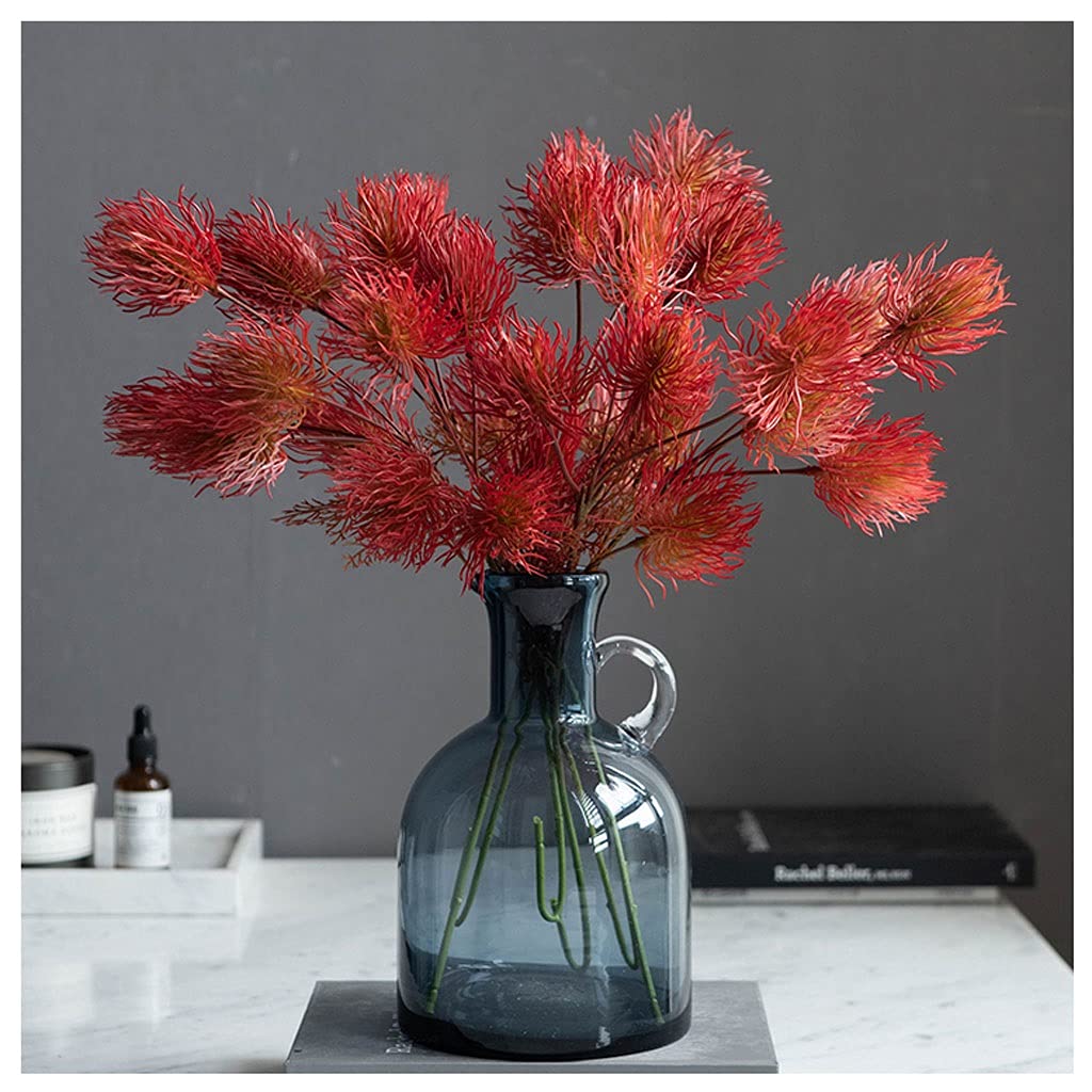 Artificial Rambutan Flower Bouquet Set - Realistic Fake Flowers for Home Decor, Wedding Arrangements, Living Room, Dining Table, Coffee Table, Bedroom & Balcony - Red Potted Plants (Perfect for Centerpieces, Gift Giving & Seasonal Decor)