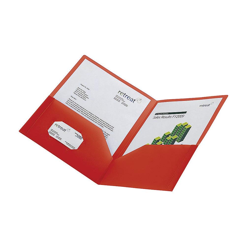 Red 2-Pocket Poly Folder - Letter Size for School & Office