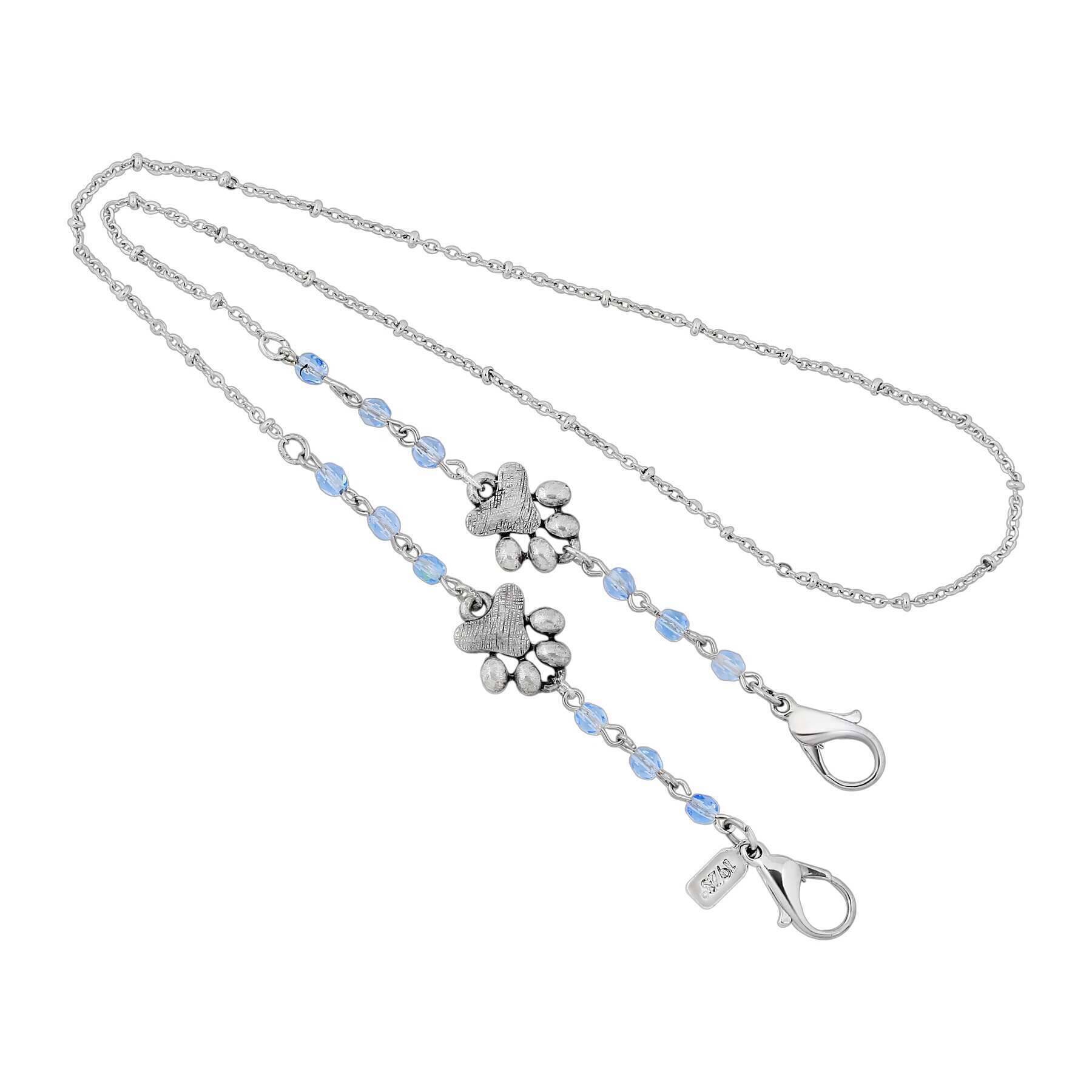 1928 Jewelry Dog Paw & Beaded Face Mask Chain Holder - 22 Inch Adjustable Mask Lanyard for Women & Men - Perfect for Work, School, Travel & Daily Use
