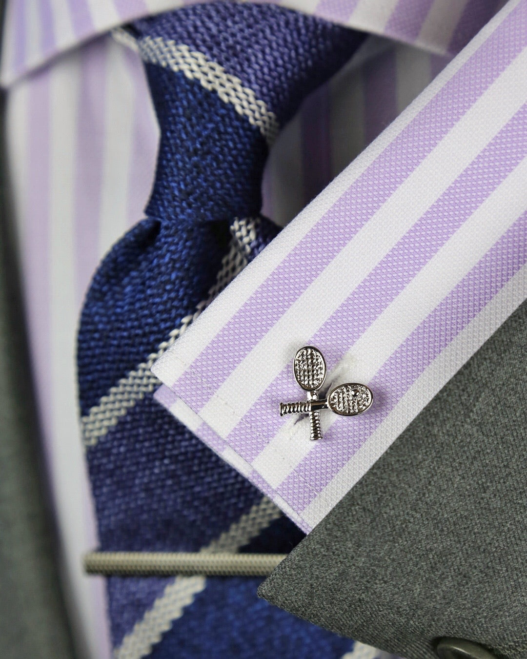 DÉCLIC Tennis Cufflinks for Men - Elegant Silver Tennis Racket Cuff Links - Perfect Gift for Tennis Lovers, Wedding, Business & Formal Occasions