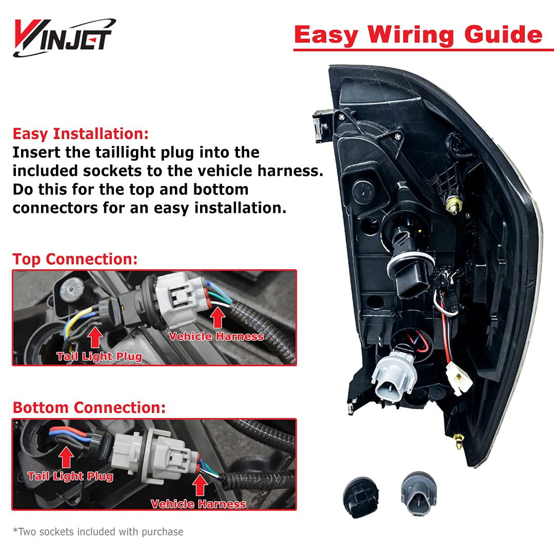 Winjet LED Tail Light Assembly for Toyota Tacoma 2016-2023 - Red Glow Bar Running Lights - Waterproof Rear Brake Lights - Left & Right Pair - Perfect for Off-Roading, Night Driving & Custom Truck Upgrades