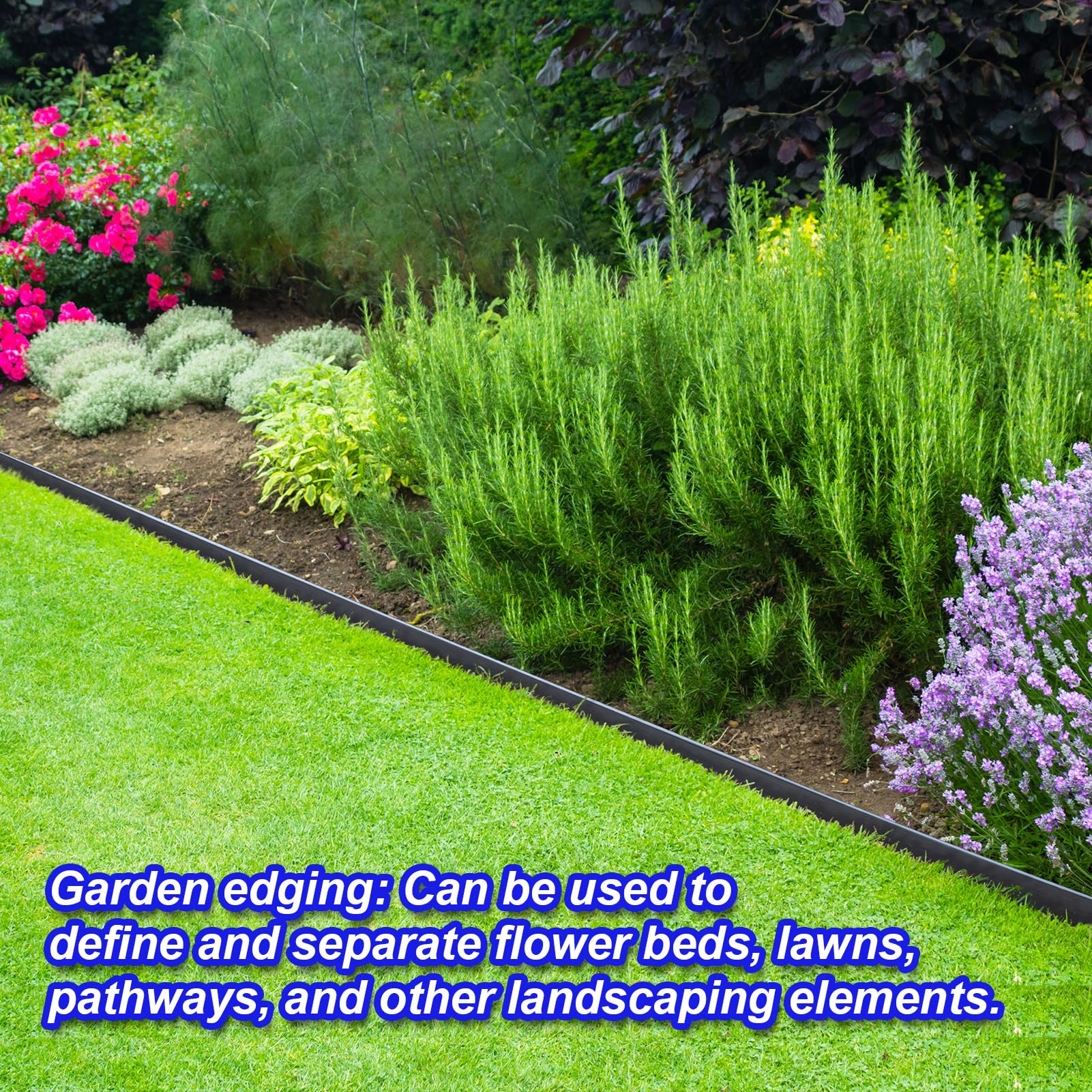 2.2 Inch Tall 20 FT Landscape Edging Border with 20 PCS Spikes - No Dig Garden Edging, Plastic Lawn Edging for Landscaping, Flower Beds & Yard - Perfect for DIY Garden Projects & Yard Beautification