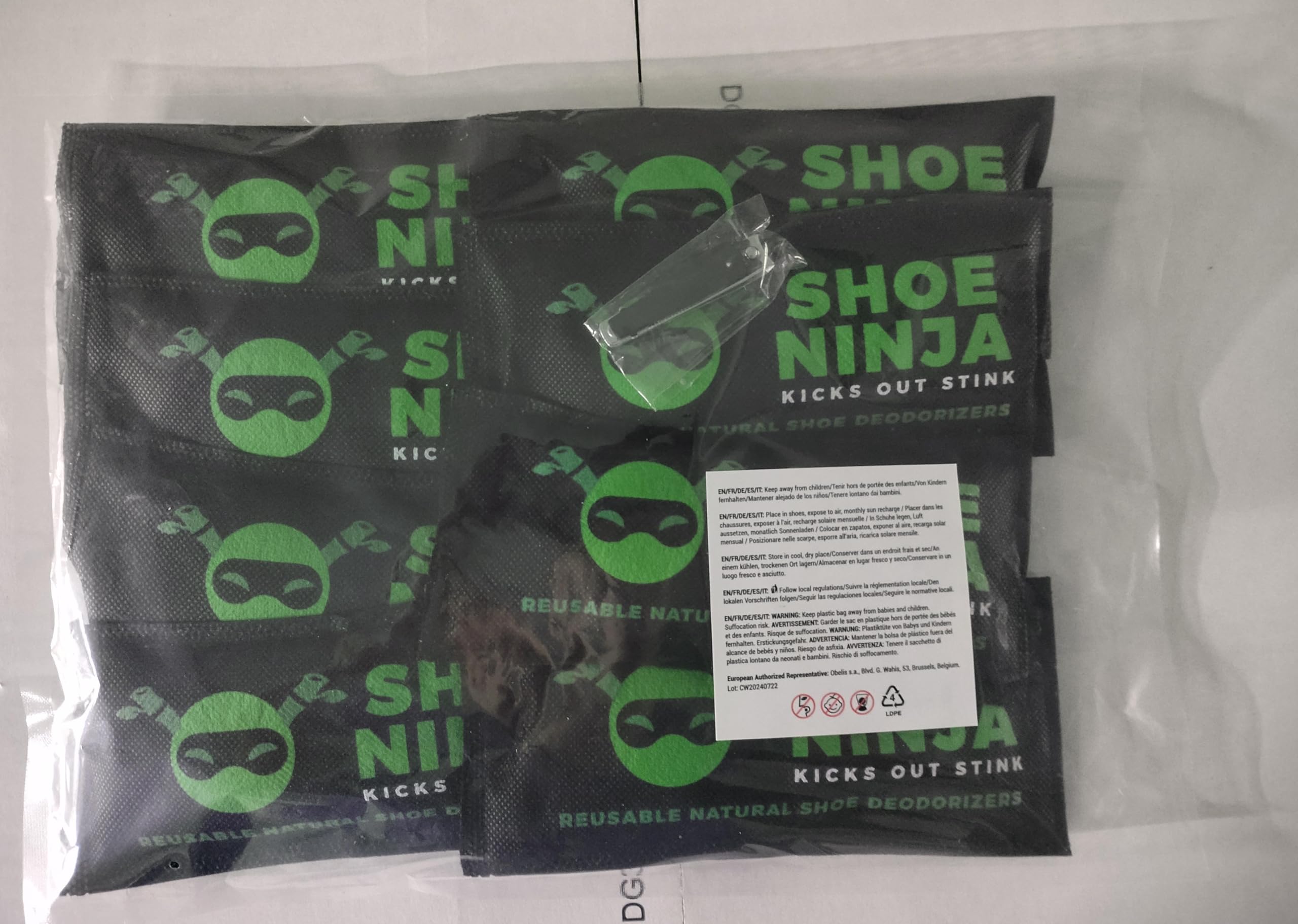 Natural Charcoal Shoe Deodorizer - 8 Pack Long-Lasting Shoe Odor Eliminator for Fresh Smelling Shoes | Includes Nail Clippers & Deodorizing Bags | Perfect for Gym, Work Boots & Daily Footwear Care