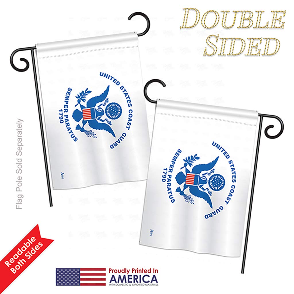 US Coast Guard Garden House Flags Kit - Double-Sided 28x40 Inch Armed Forces Yard Banner - USCG Semper Paratus Military Veteran Retirement Gift - Made in USA for Patriotic Home & Garden Decoration