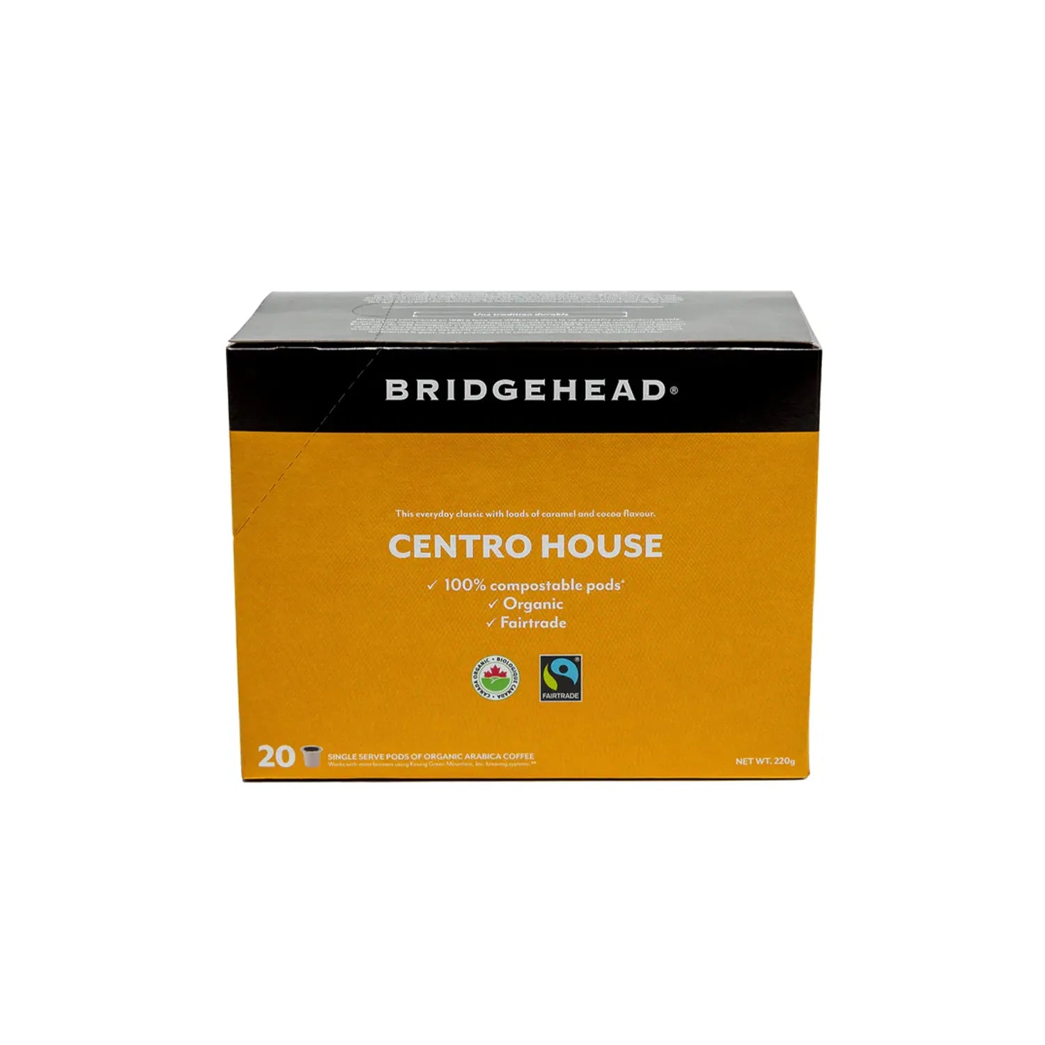 Bridgehead Coffee Centro House Single Serve Coffee Pods, 20 Count - Compatible with Keurig K-Cup Brewers - Perfect for Home, Office & Breakfast
