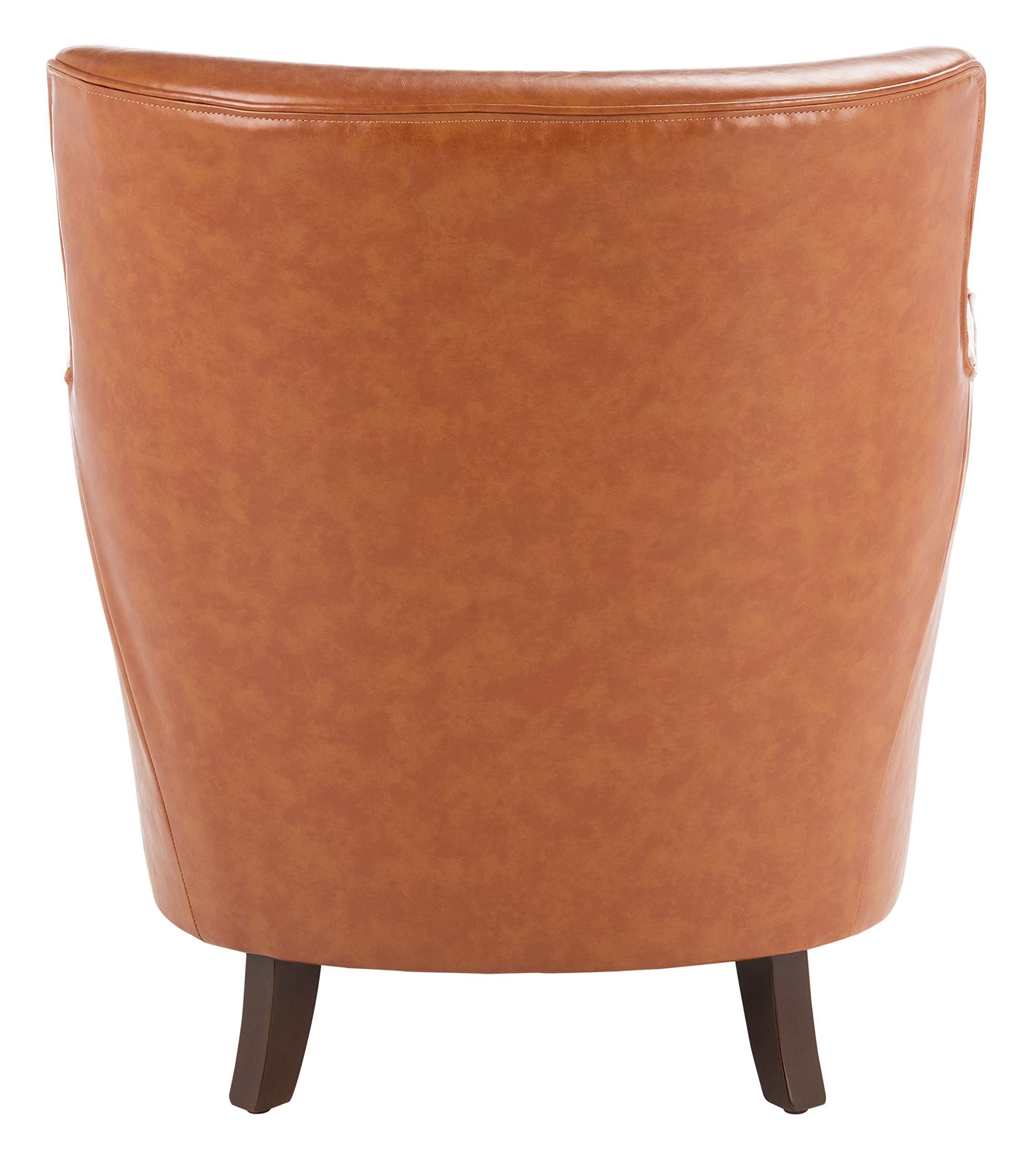 SAFAVIEH Levin Cognac Faux Leather Club Chair with Walnut Accent - Modern Living Room Furniture for Home Office, Lounge & Reading Nook