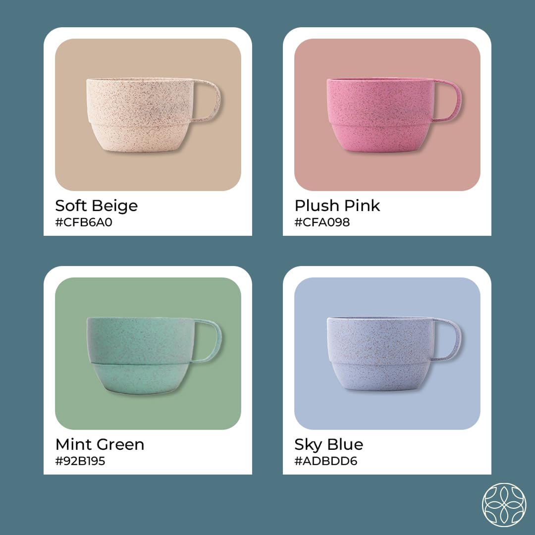 Irida Naturals Wheat Straw Coffee Mug - 100% BPA Free, Eco-Friendly & Microwave Safe Travel Mug for Hot & Cold Beverages - Unbreakable Reusable Cup for Kids & Adults - Perfect for Home, Office, Camping & Outdoor Use - 350ml (Sky Blue) - Set of 1