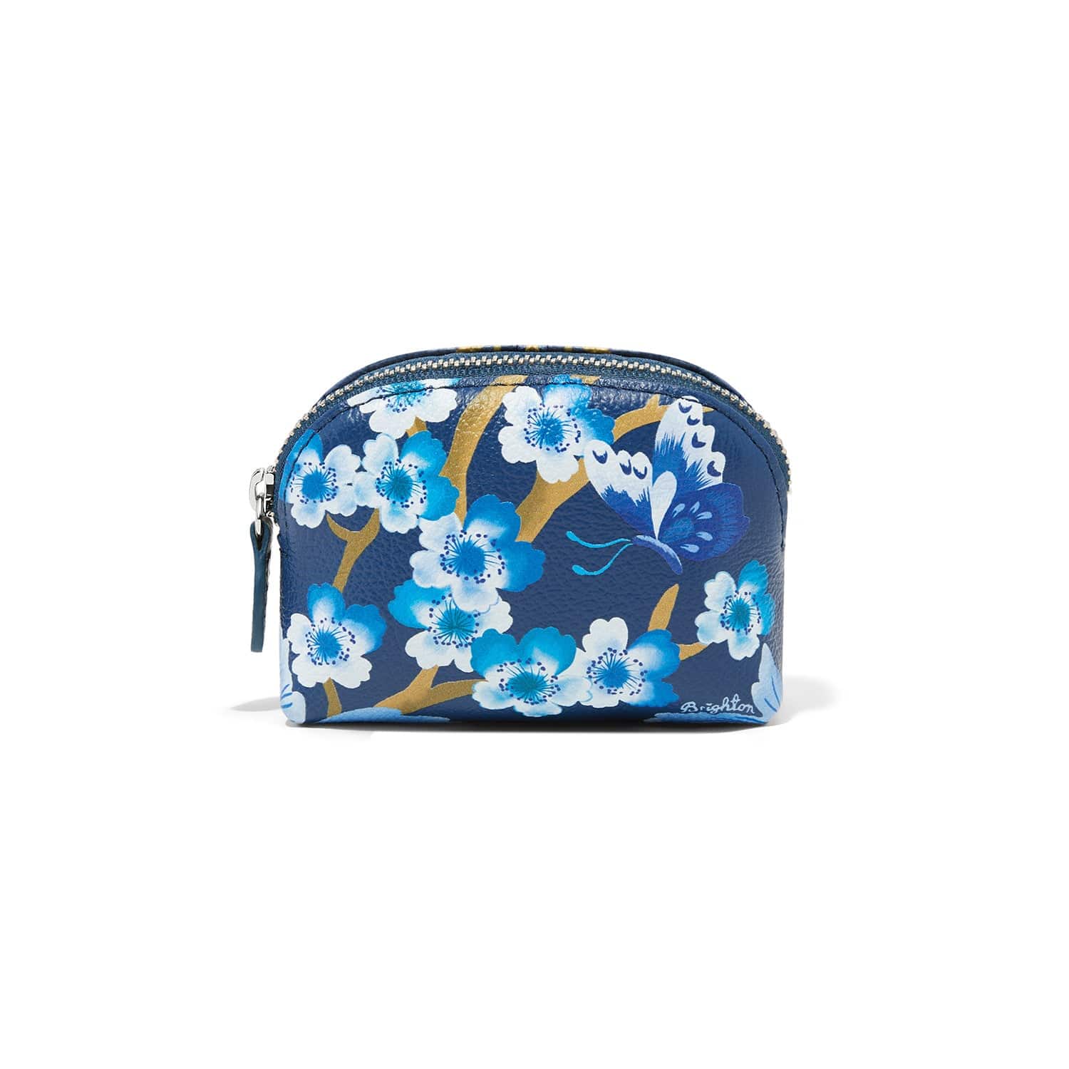 Kyoto In Bloom Indigo Mini Coin Purse - Japanese Style Small Wallet for Cash & Cards - Perfect for Travel, Gifts & Everyday Use
