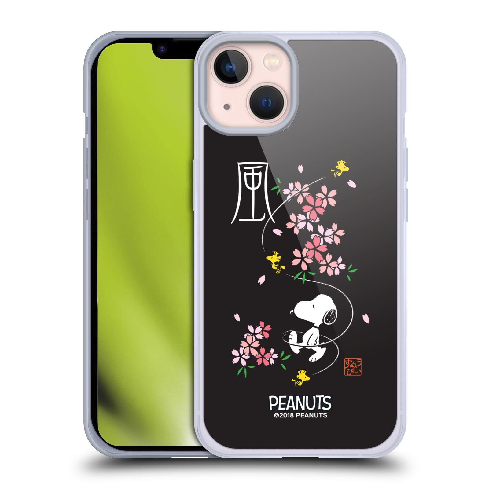 Officially Licensed Peanuts Cherry Blossoms Snoopy Soft Gel Phone Case for Apple iPhone 13 - Cute Anime Character Protective Cover with Floral Design | Perfect Gift for Fans, Spring Season & Everyday Use