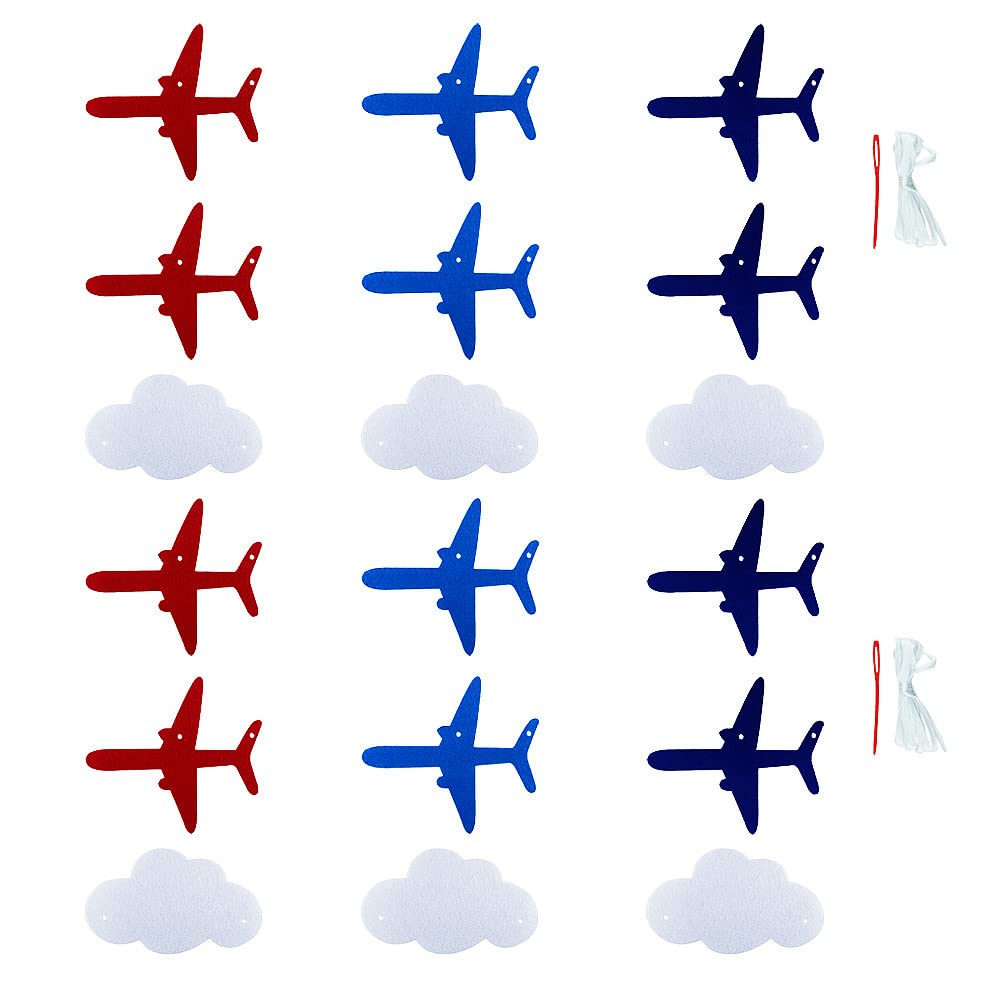 2 Pack Airplane Cloud Garland - Aviation Themed Party Decorations for Birthday, Baby Shower & Nursery - Airplane Banner for Kids Room, Classroom & Themed Events