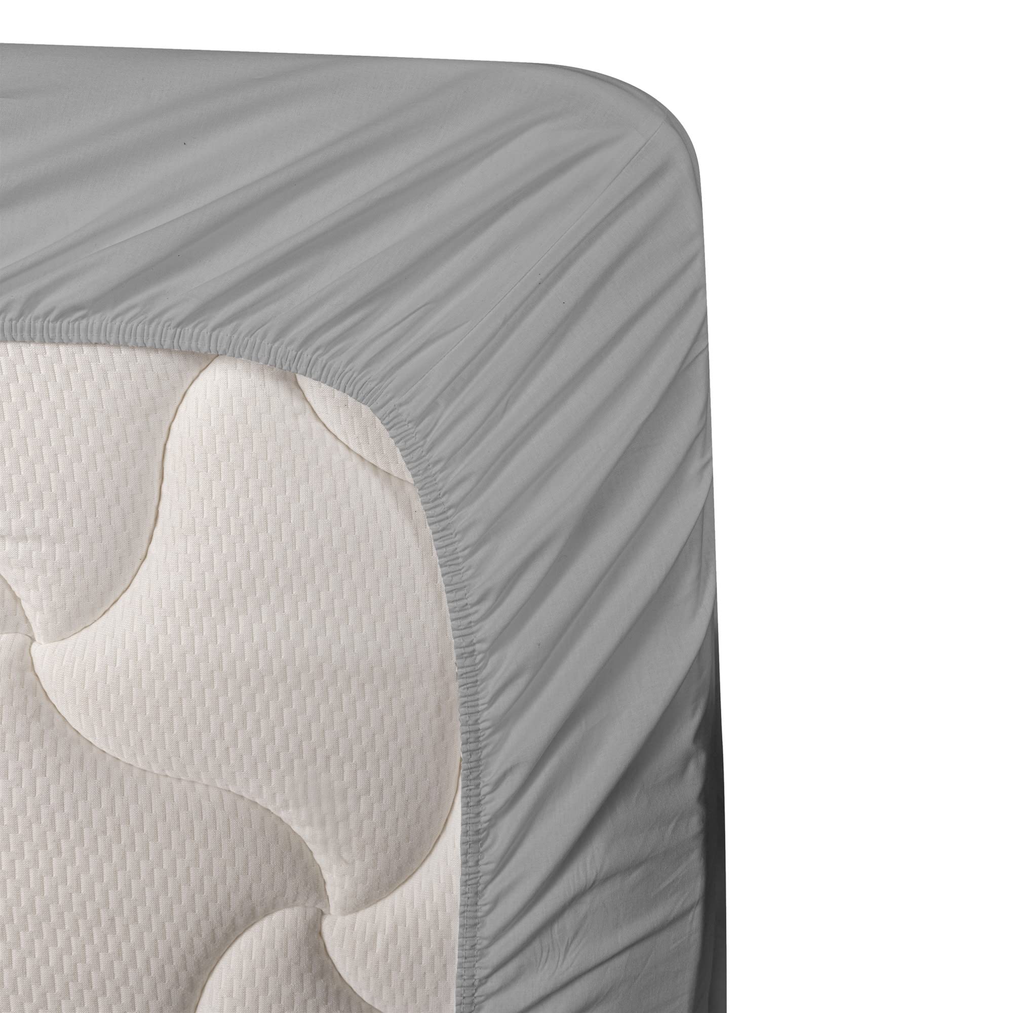 Ambesonne Grey and Yellow 4-Piece King Size Sheet Set - Under The Sea Inspired Floral Abstract Swirl Design, Includes Fitted Sheet, Flat Sheet & 2 Pillowcases - Soft Bedding for Coastal & Nautical Themed Bedrooms